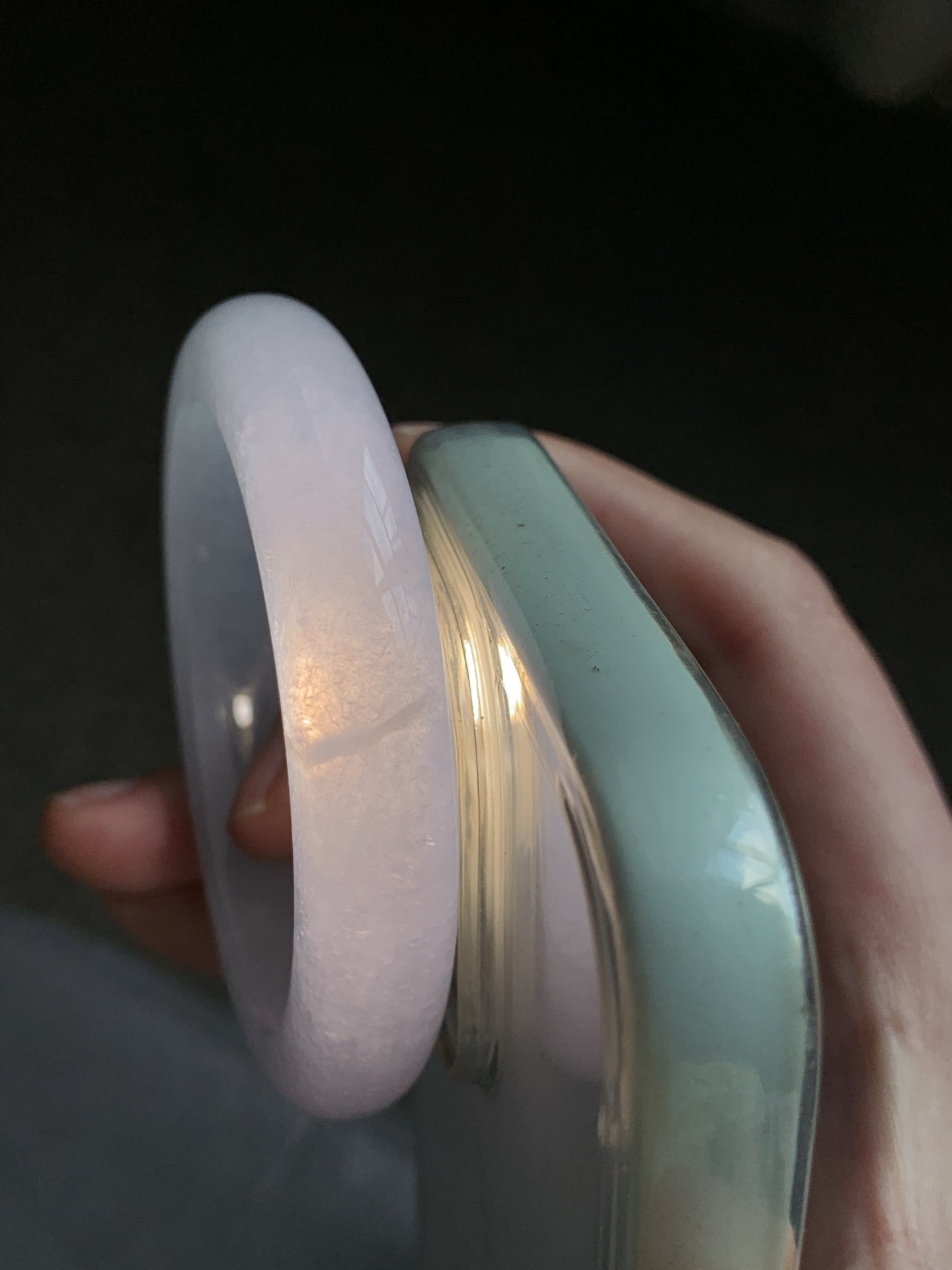 正圈52 53 圈口53.6/12/9 编码BA090755 冰糯淡粉紫，水润，种老，细腻，打灯有棉线