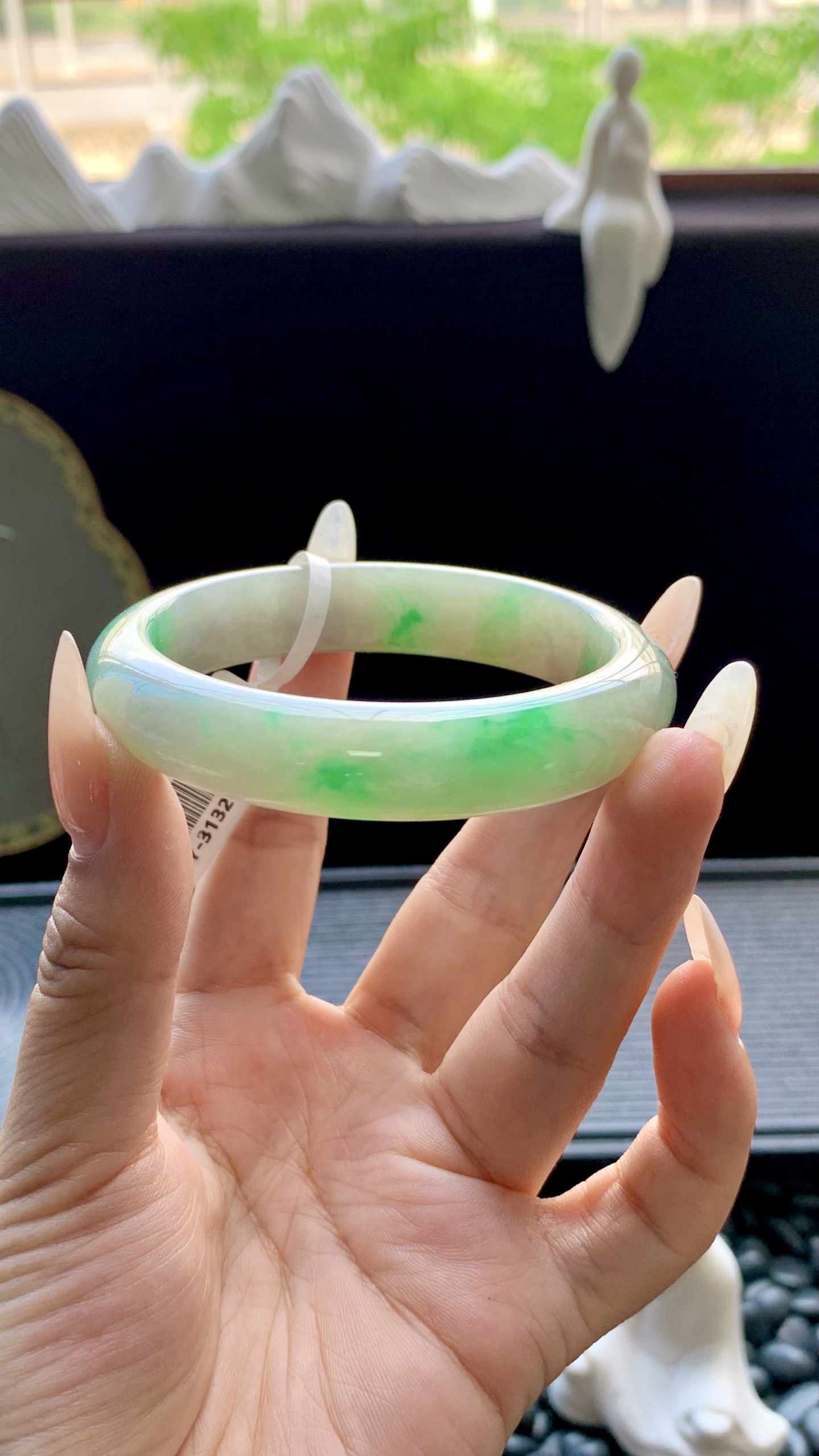 飘绿正圈手镯成品 HYY-3132 尺寸：55-13-8