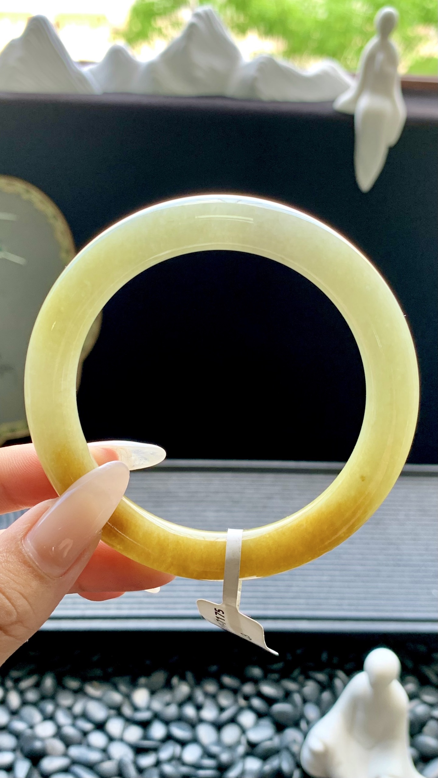 黄翡圆条手镯成品 HYY-7175 尺寸：58-10-10