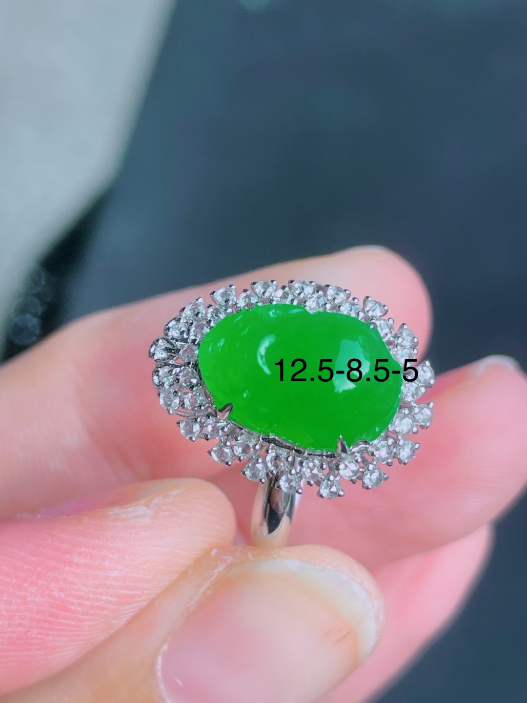 ️冰种绿貔貅戒指 晶莹剔透，新颖时尚，无裂，12.5-8.5-5