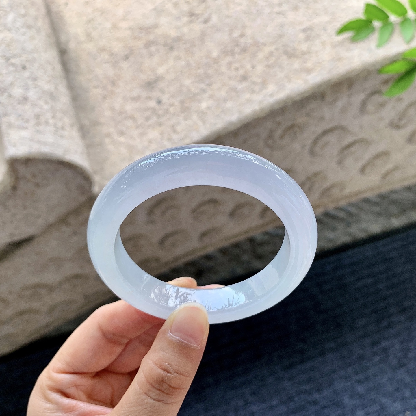 正圈52 53 圈口53.6/12/9 编码BA090755 冰糯淡粉紫，水润，种老，细腻，打灯有棉线