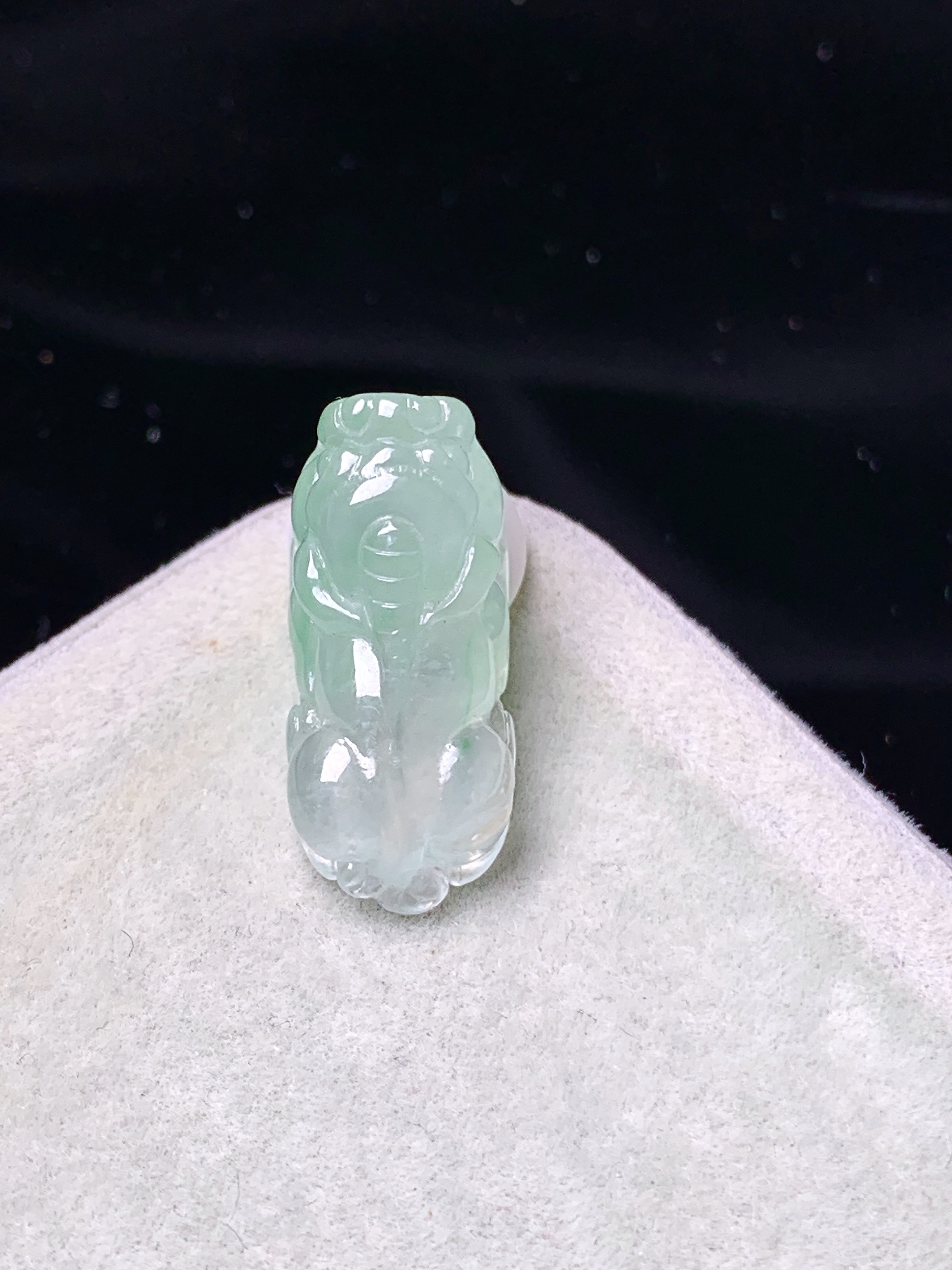 冰飘绿貔貅吊坠 玉质细腻 色泽艳丽清新 水润亮眼 整体尺寸20.5*8.8*9.3 v4