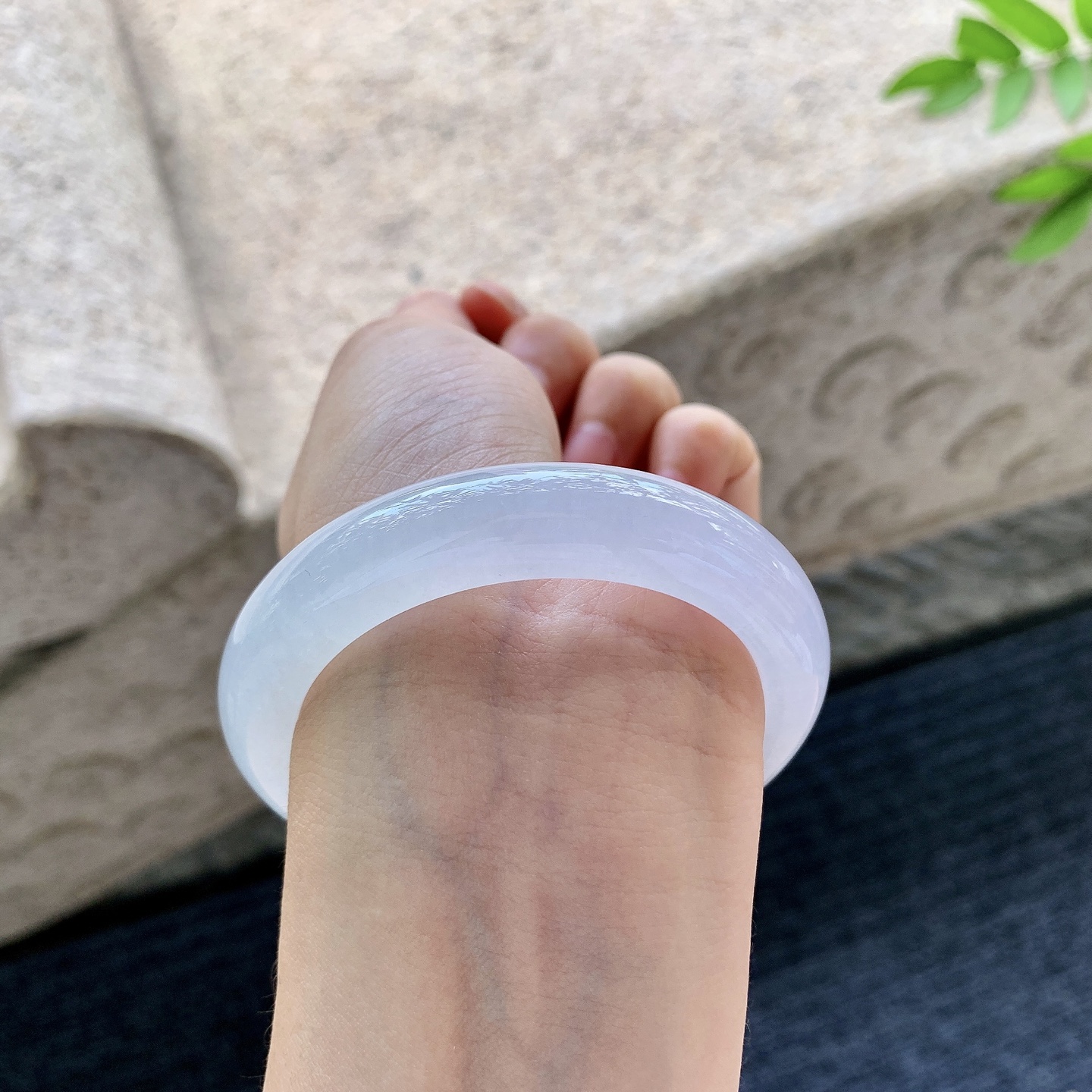 正圈52 53 圈口53.6/12/9 编码BA090755 冰糯淡粉紫，水润，种老，细腻，打灯有棉线