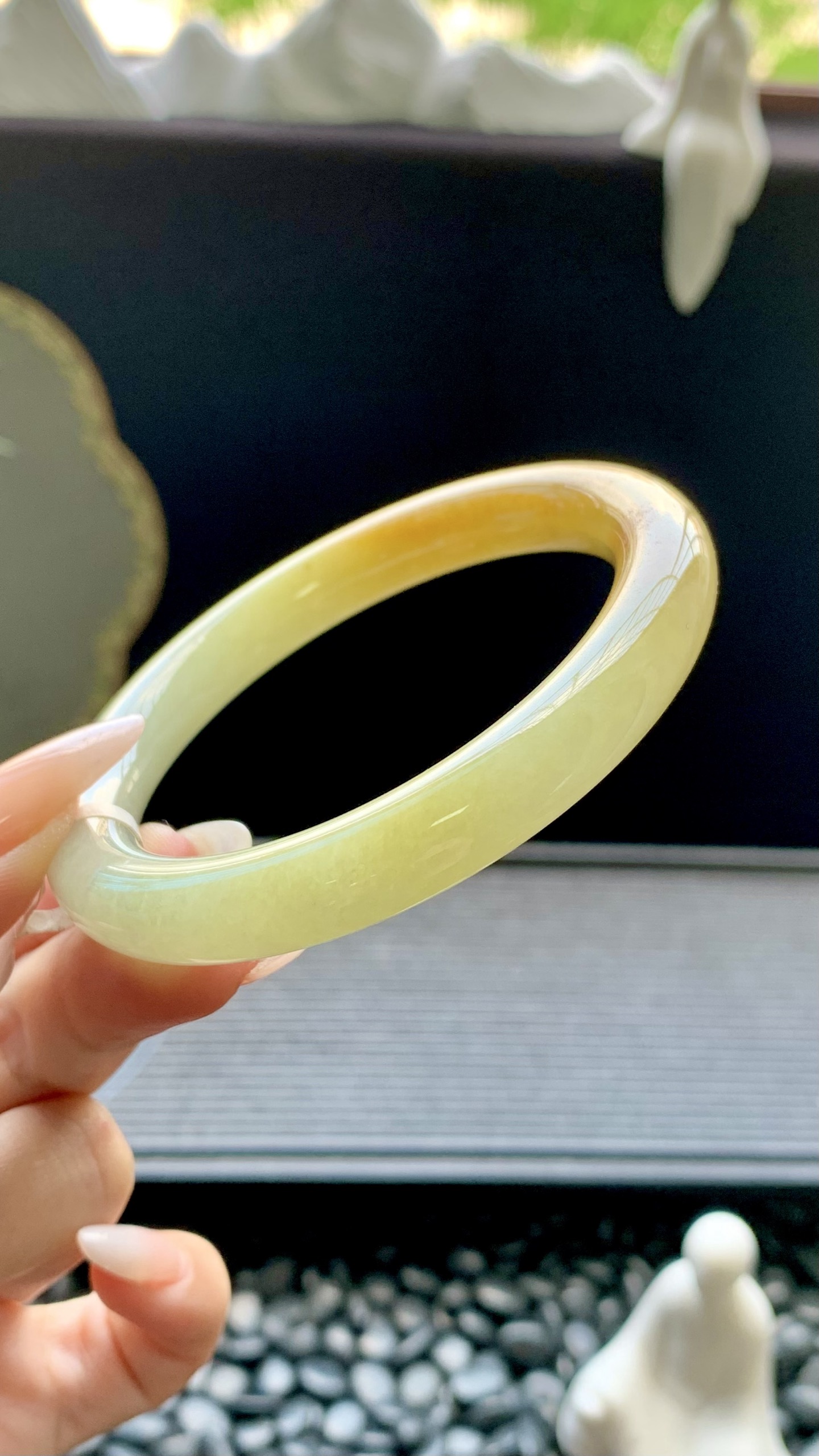 黄翡圆条手镯成品 HYY-7175 尺寸：58-10-10