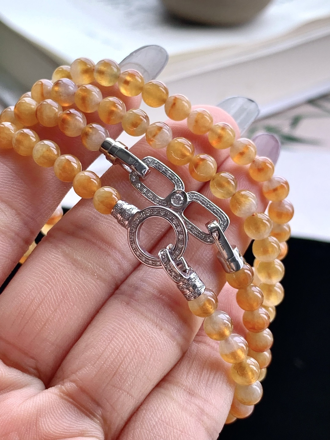 【珠子】️冰黄翡珠链圆珠子珠链 【说明】缅甸 性比高 【尺寸】5-5.2mm，37cm 【重量】36.7克