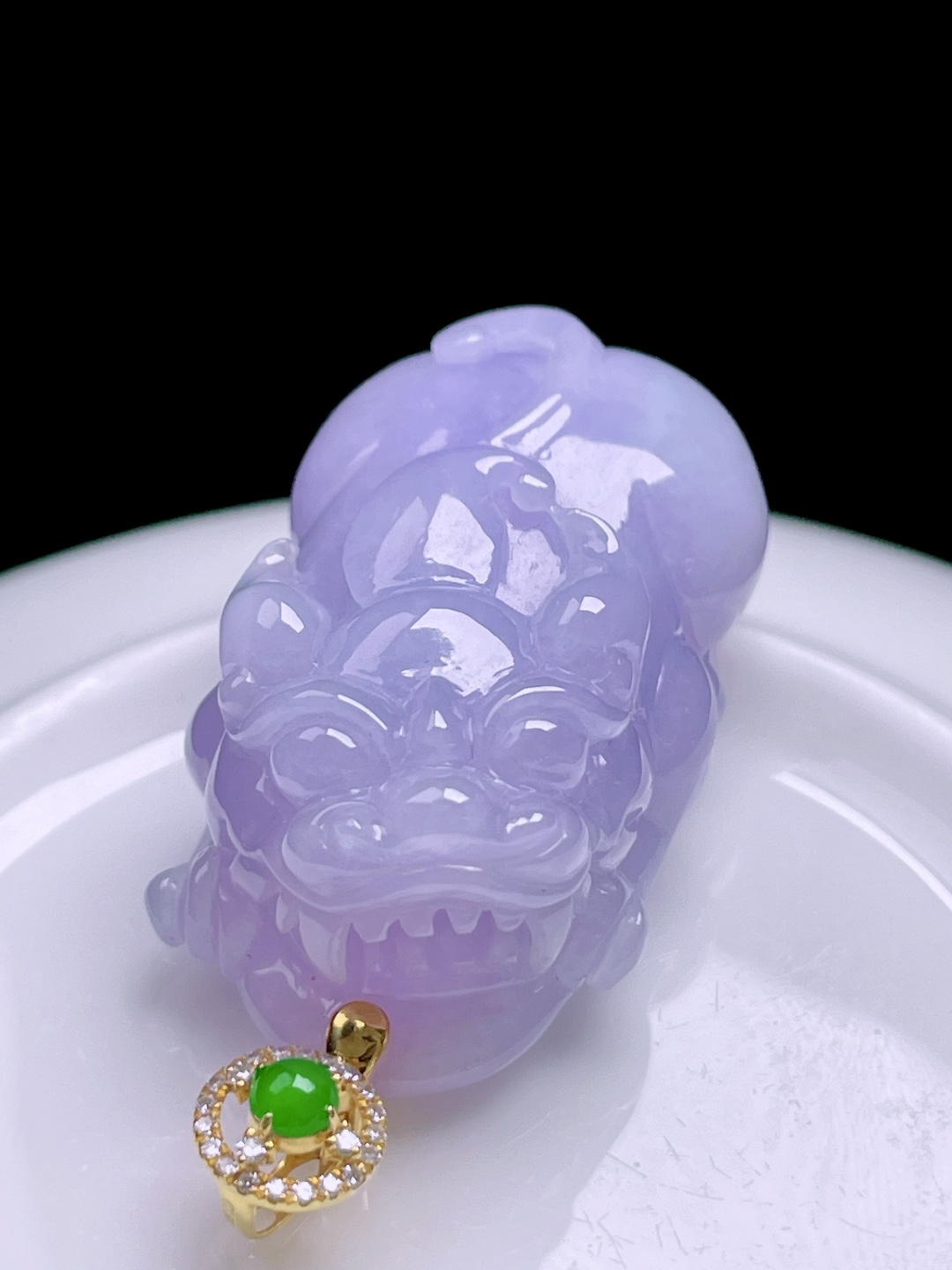 ️ 冰粉紫貔貅 缅甸，招财进宝，18k金镶嵌 整体：43.5 裸石：35/19.2/13.5