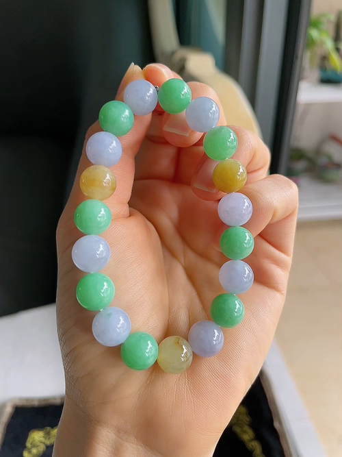 ️，缅甸天然翡翠A货，冰多宝手链，尺寸：10mm。【编3426】