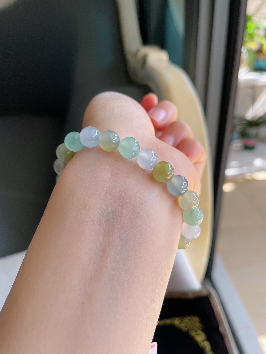 ️，缅甸天然翡翠A货，冰多宝手链，尺寸：8mm。【编3885】
