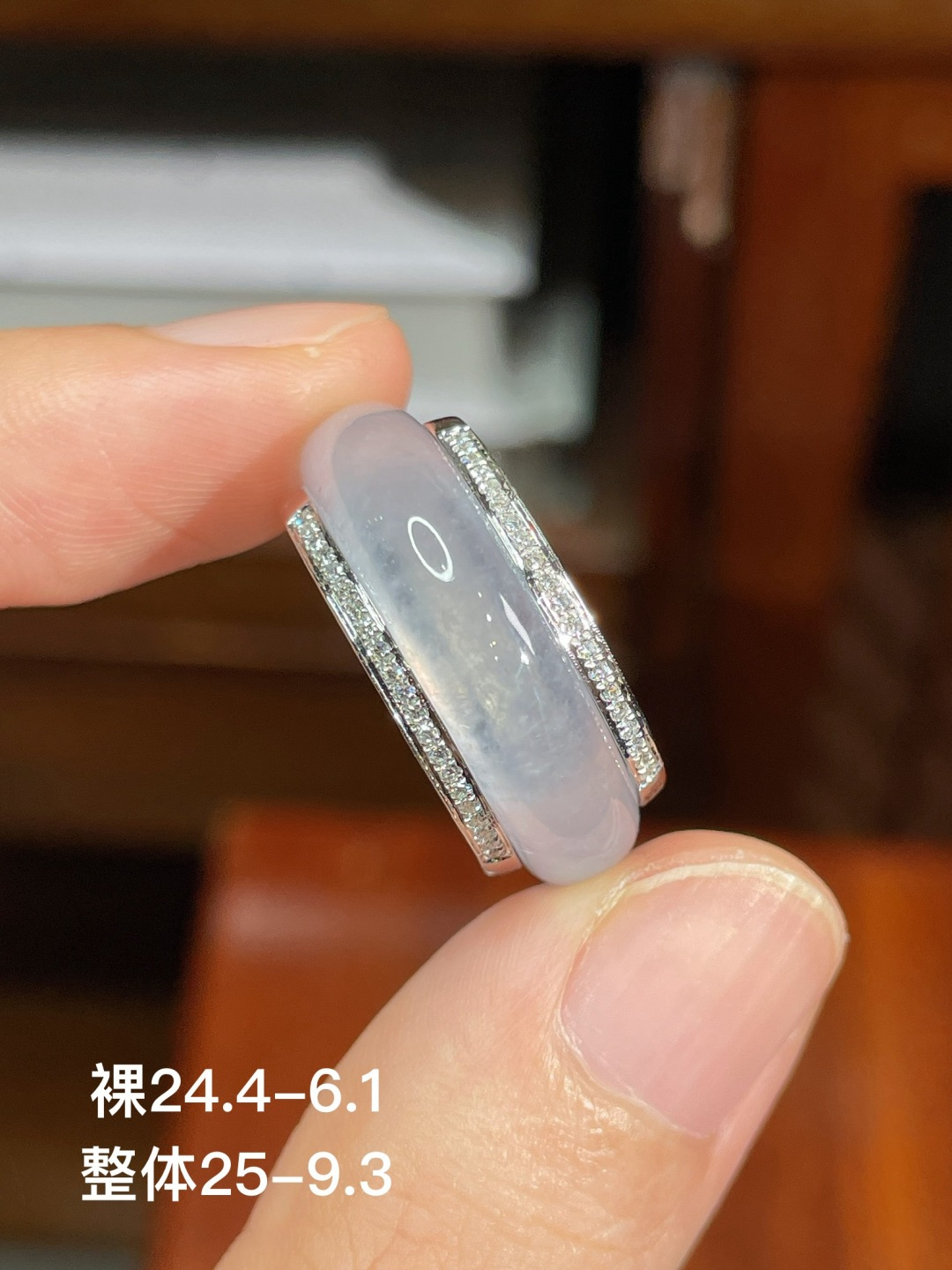 冰种戒圈，无裂，18k金镶嵌，强烈推荐，24.4-6.1