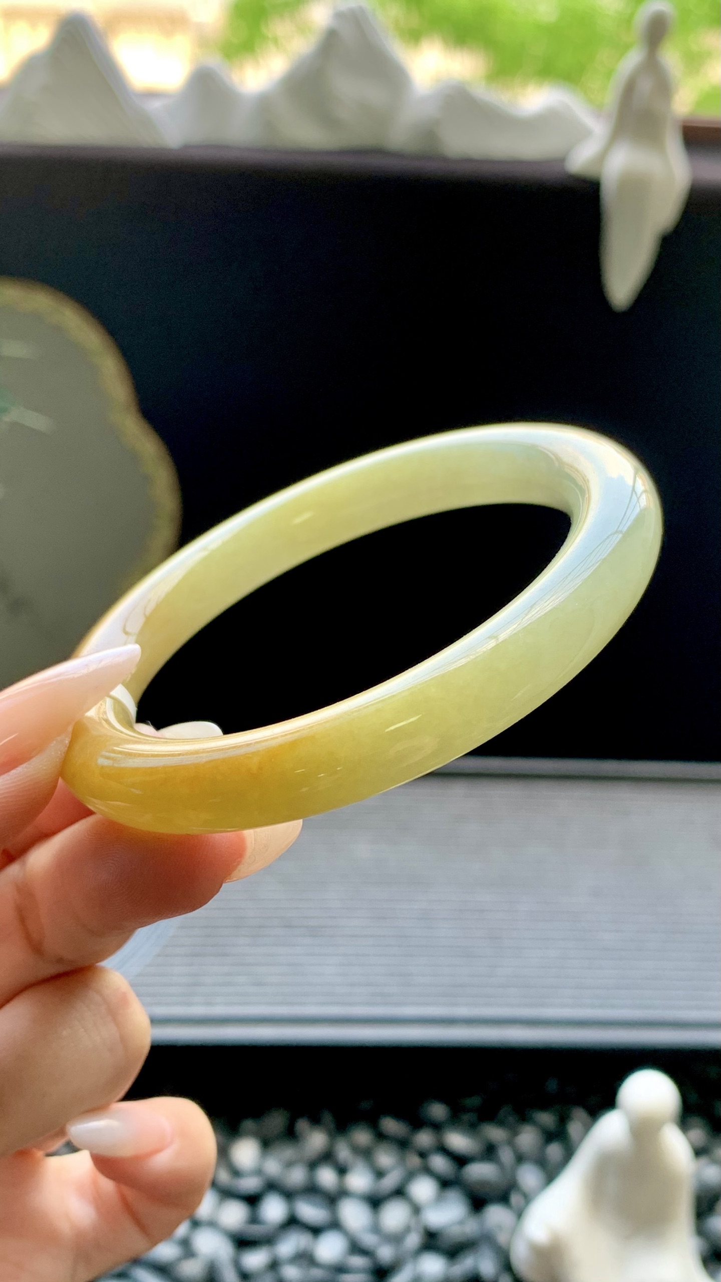 黄翡圆条手镯成品 HYY-7175 尺寸：58-10-10