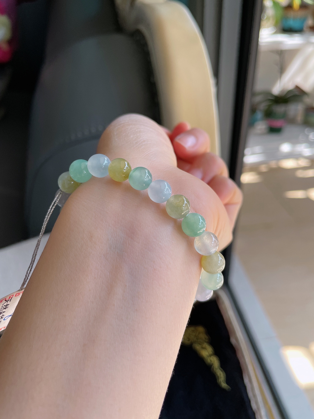 ️，缅甸天然翡翠A货，冰多宝手链，尺寸：8mm。【编3885】