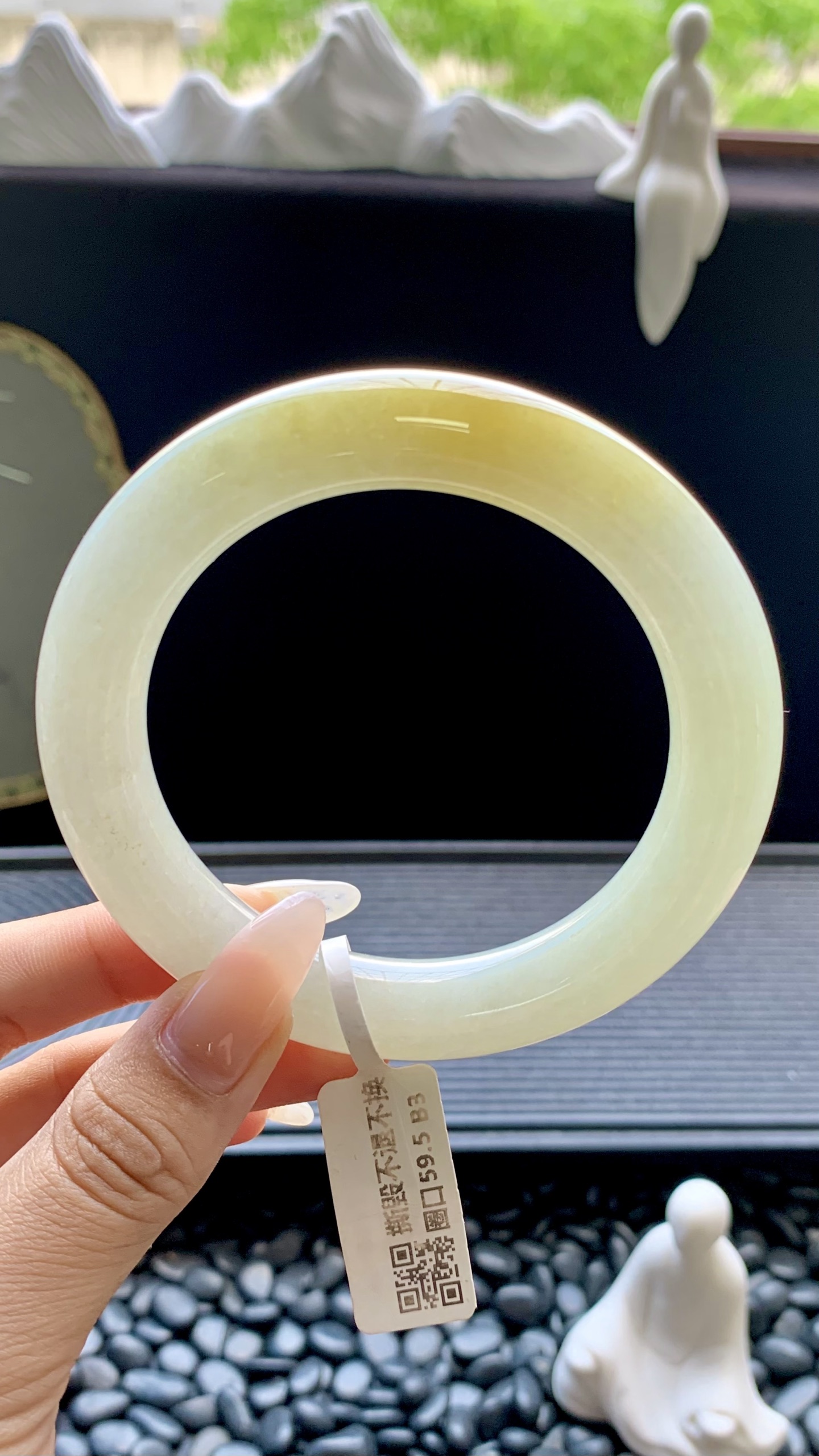 黄翡圆条手镯成品 HYY-9632 尺寸：60-12-12