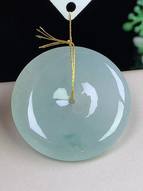 冰飘花平安扣，无裂，尺寸32.3-5.2mm，j19lyg