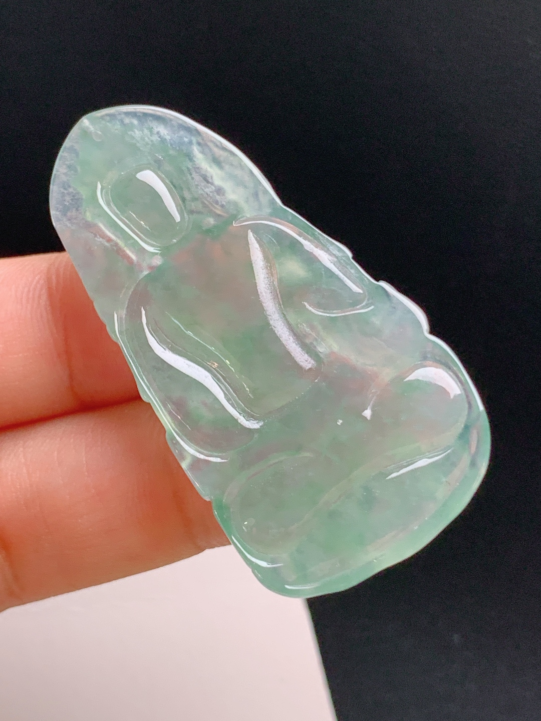 ️ 冰种晴水虚空藏观音，水润通透，法相端庄，守护平安 裸石49.1-25.5-4.3