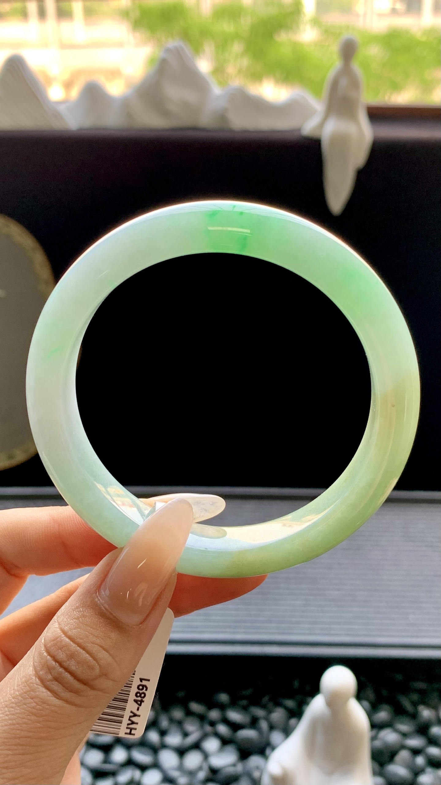 黄加绿正圈手镯成品 HYY-4891 尺寸：57-12-8.5