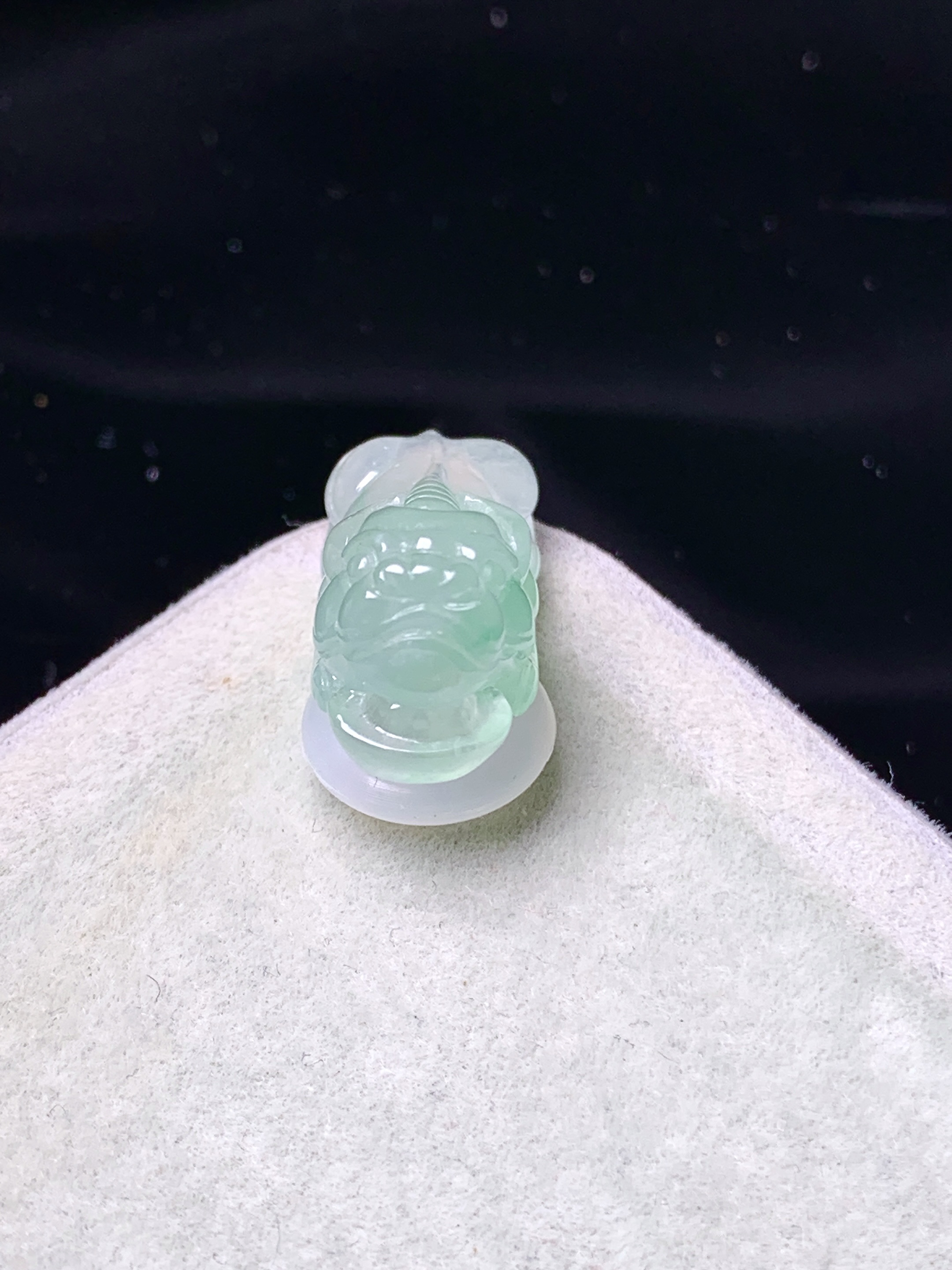 冰飘绿貔貅吊坠 玉质细腻 色泽艳丽清新 水润亮眼 整体尺寸20.5*8.8*9.3 v4