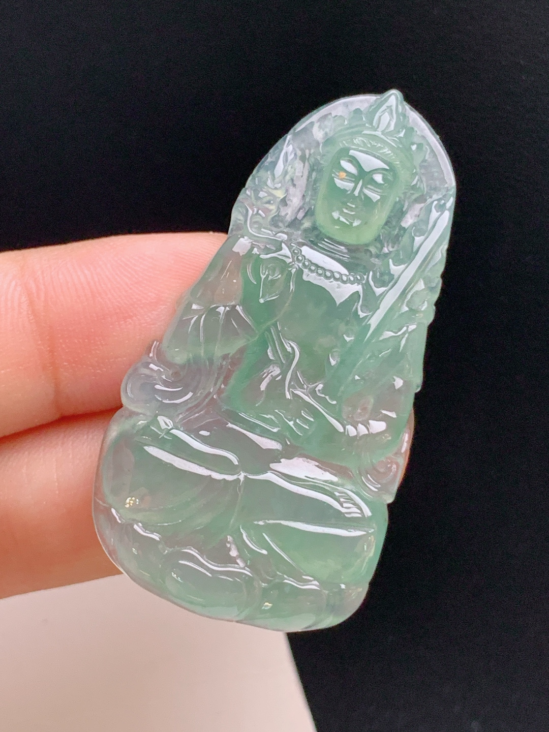 ️ 冰种晴水虚空藏观音，水润通透，法相端庄，守护平安 裸石49.1-25.5-4.3