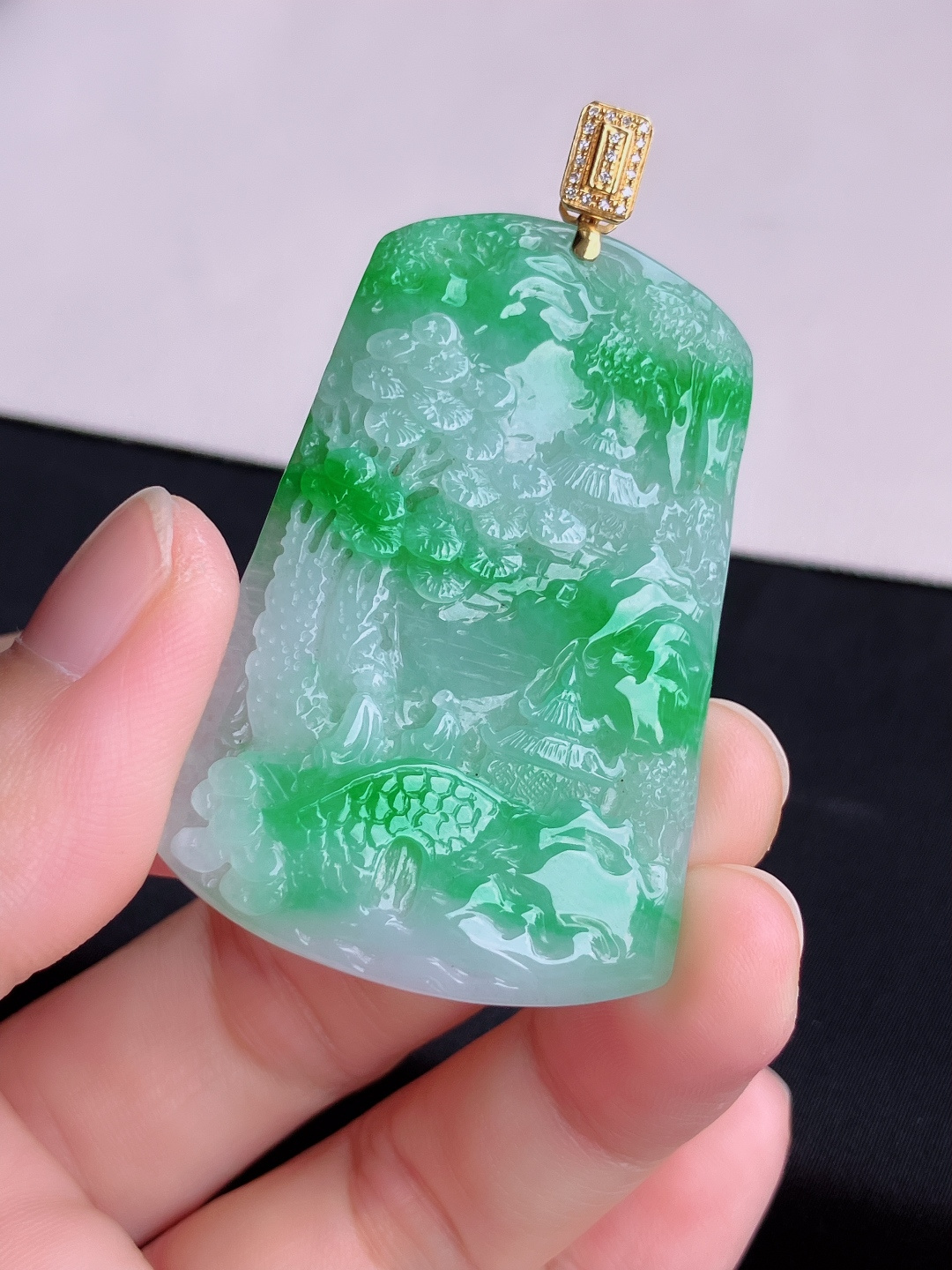 ️，翠绿山水牌，意境美，尺寸60.5/52/35/5/自然光实拍