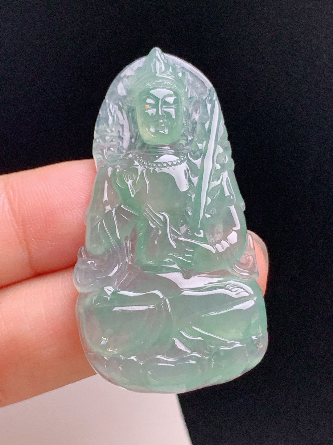 ️ 冰种晴水虚空藏观音，水润通透，法相端庄，守护平安 裸石49.1-25.5-4.3