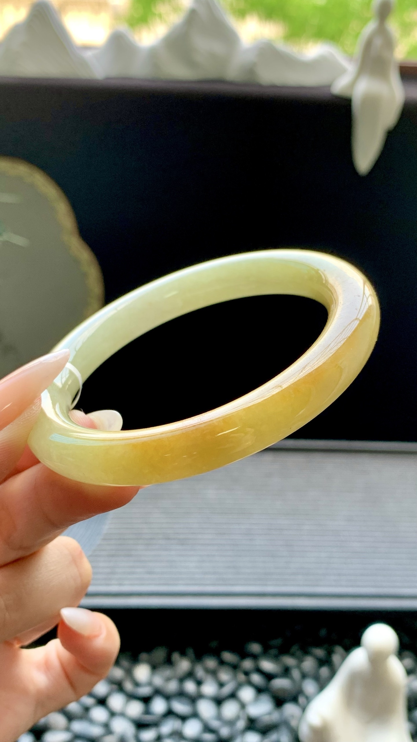 黄翡圆条手镯成品 HYY-7175 尺寸：58-10-10
