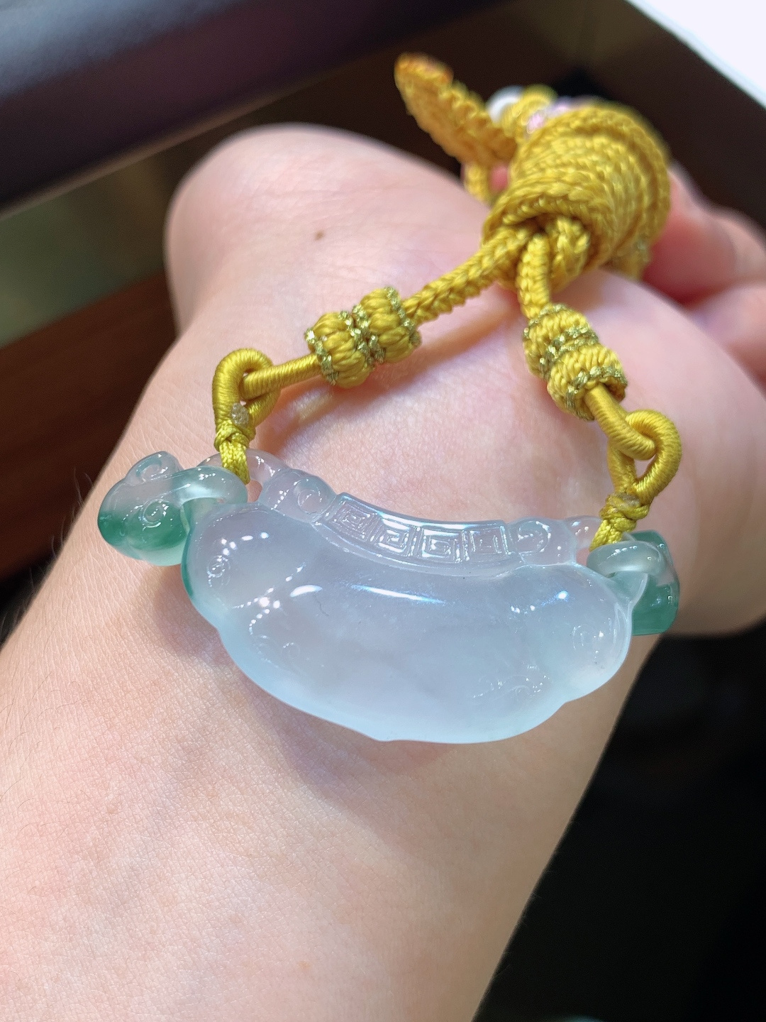️ 冰种飘花如意锁，冰润通透，雕工雅致，平安锁福 裸石35.8-18-6.2 080916