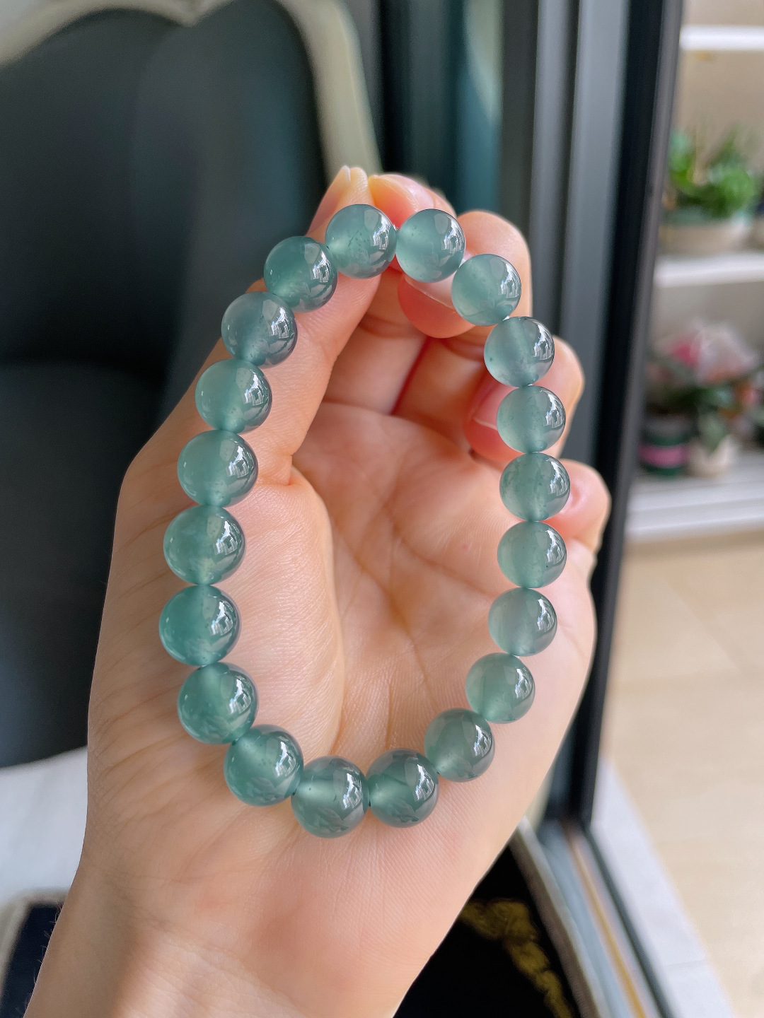 ️，天然翡翠A货，冰蓝水手链，尺寸：9.8mm。【编4528】