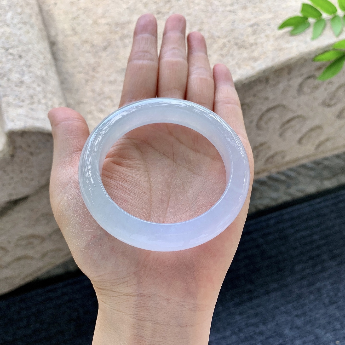 正圈52 53 圈口53.6/12/9 编码BA090755 冰糯淡粉紫，水润，种老，细腻，打灯有棉线