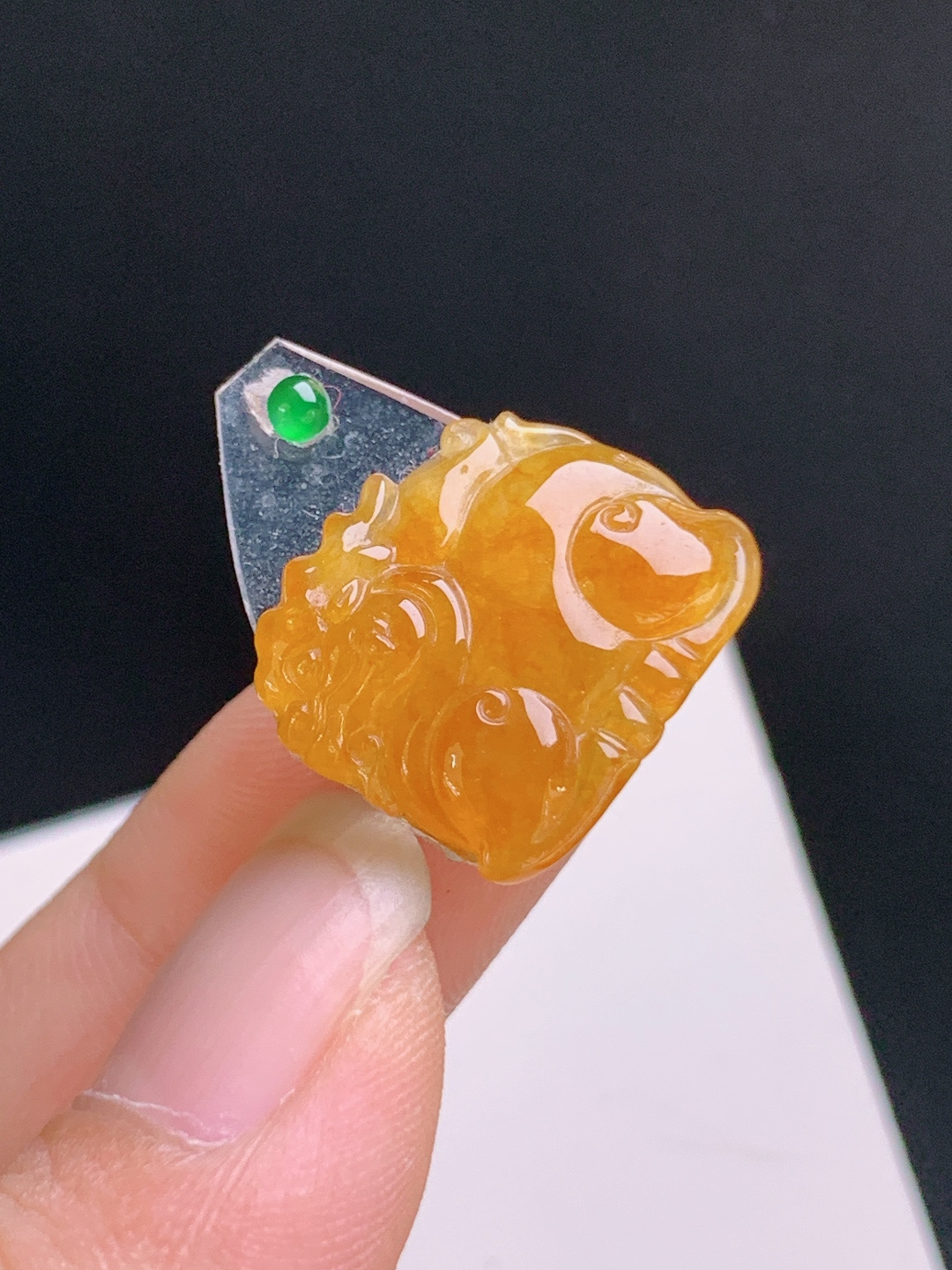 ️ 黄翡麒麟裸石，色泽明艳，雕工立体，招财纳福 裸石15.5-17.5-2.7 13