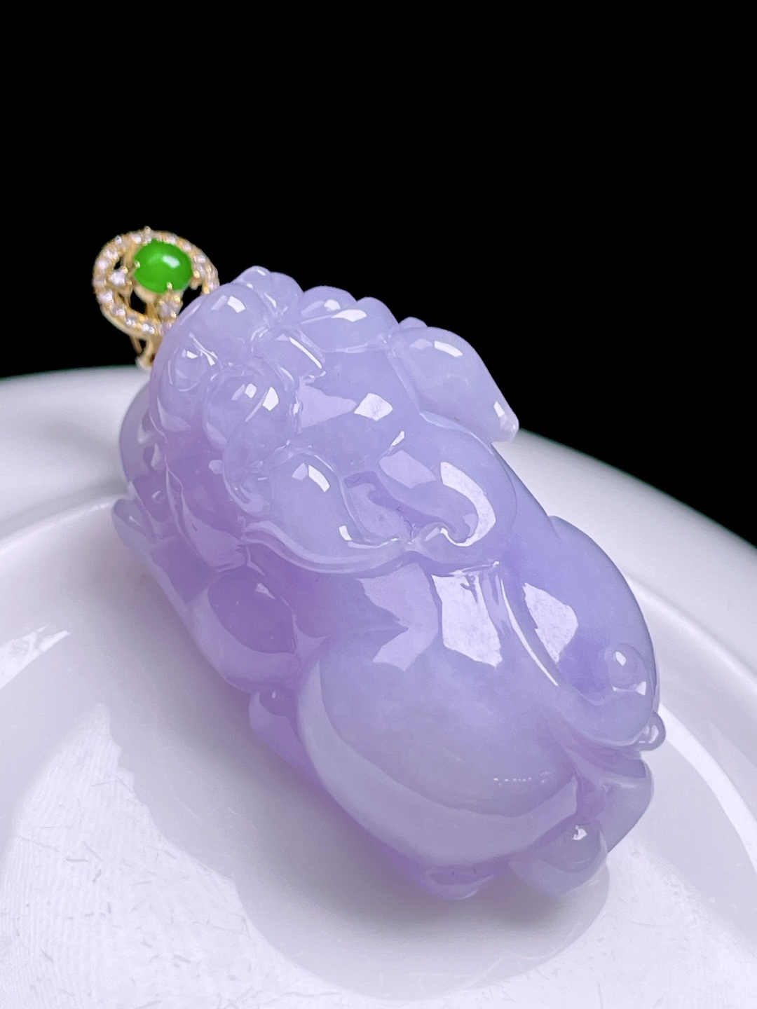 ️ 冰粉紫貔貅 缅甸，招财进宝，18k金镶嵌 整体：43.5 裸石：35/19.2/13.5