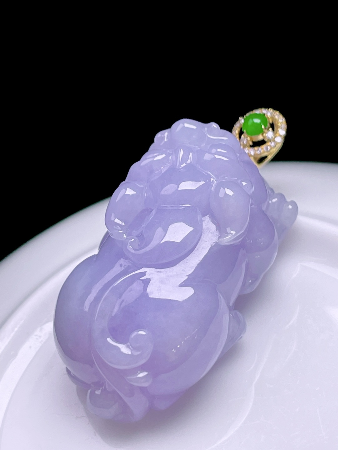 ️ 冰粉紫貔貅 缅甸，招财进宝，18k金镶嵌 整体：43.5 裸石：35/19.2/13.5