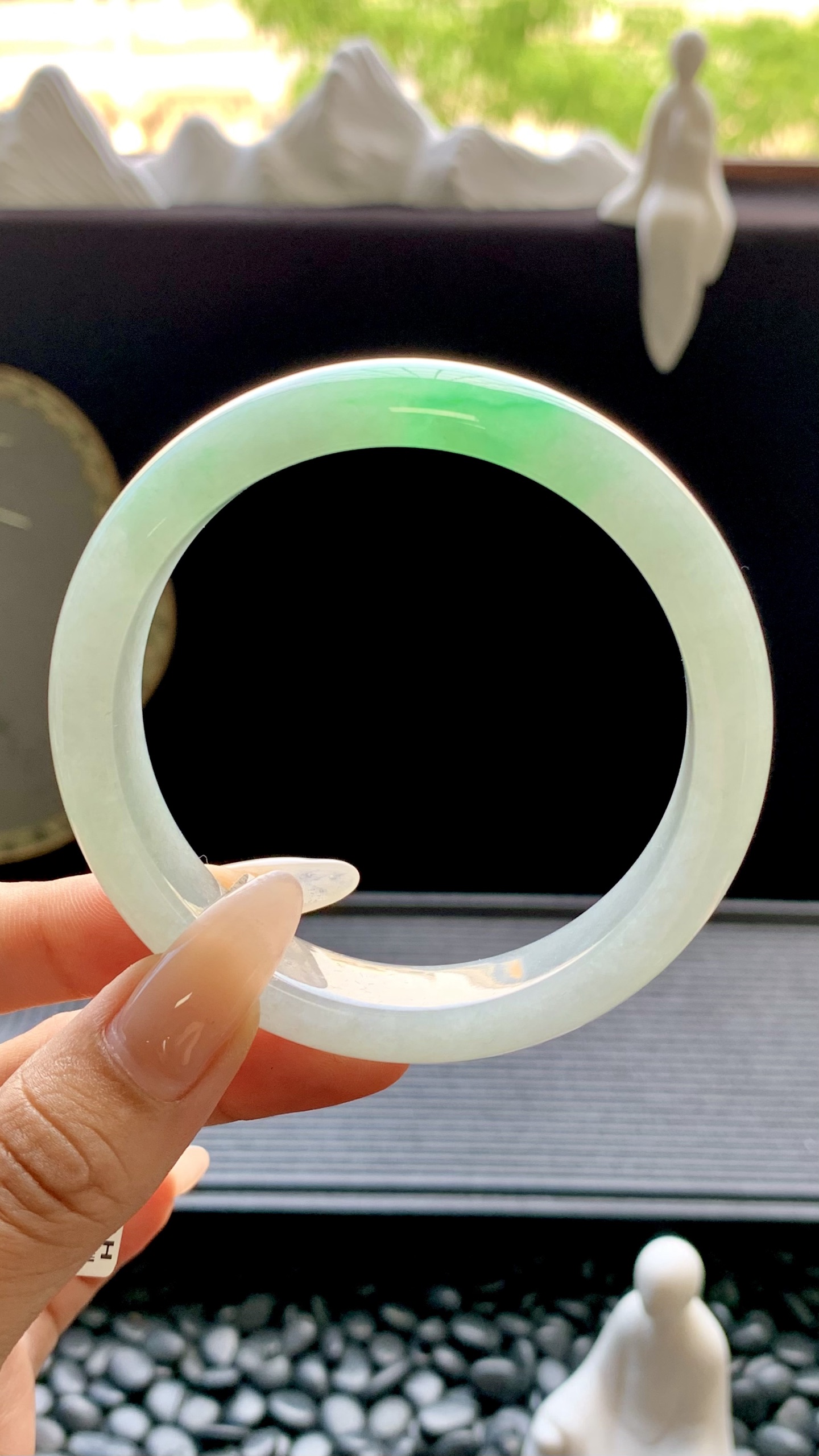 白底青正圈手镯成品 HYC-119 尺寸：57-12.5-8