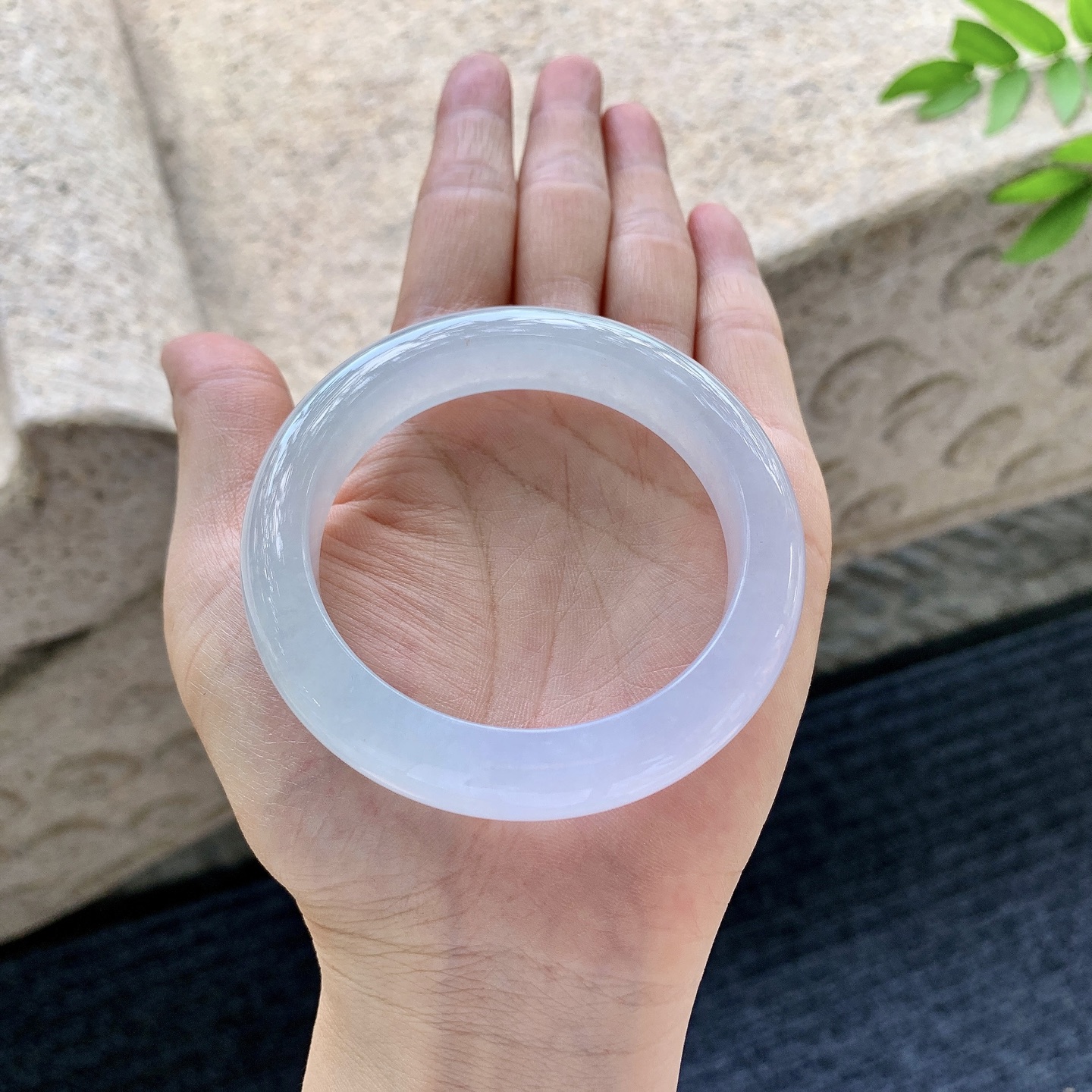 正圈52 53 圈口53.6/12/9 编码BA090755 冰糯淡粉紫，水润，种老，细腻，打灯有棉线
