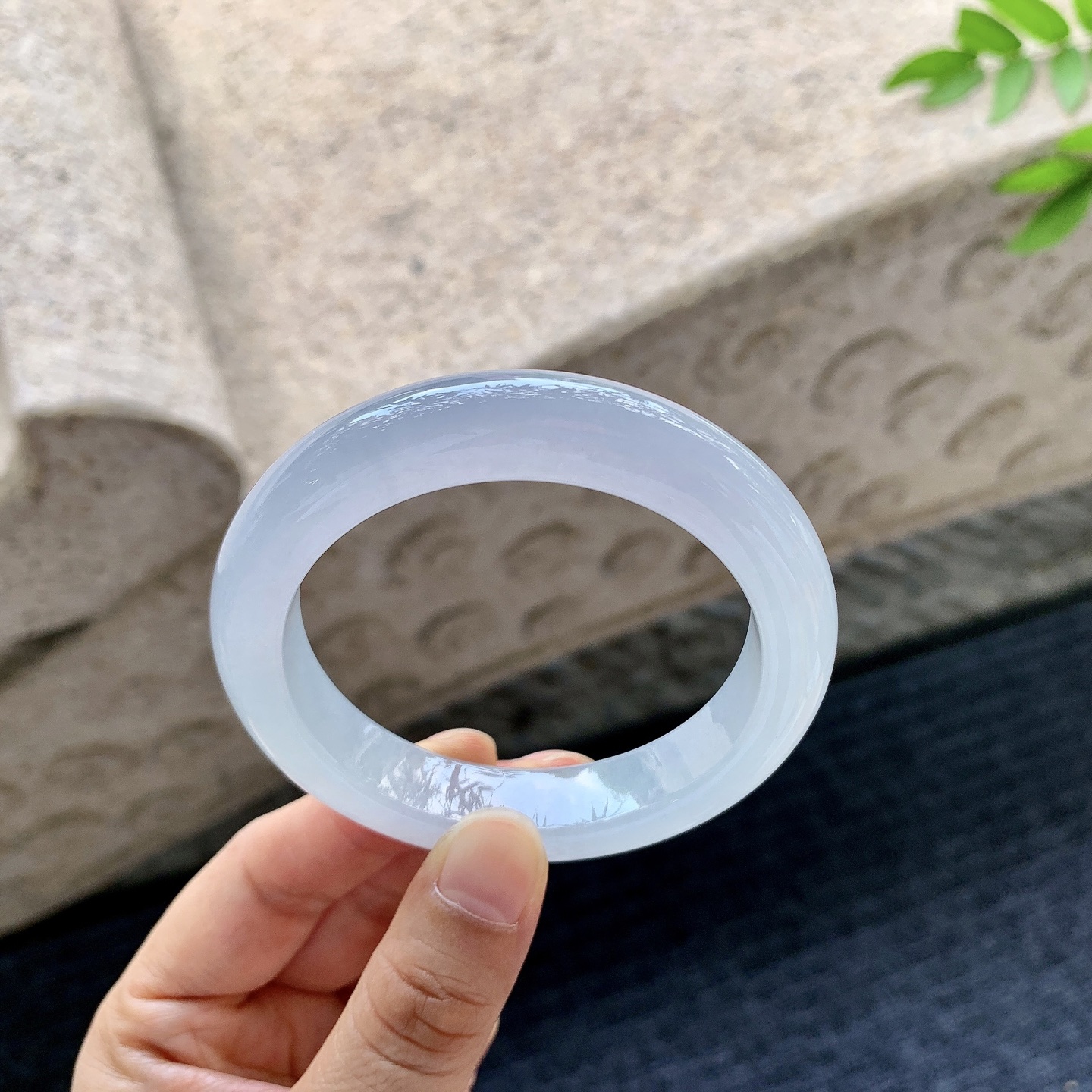 正圈52 53 圈口53.6/12/9 编码BA090755 冰糯淡粉紫，水润，种老，细腻，打灯有棉线