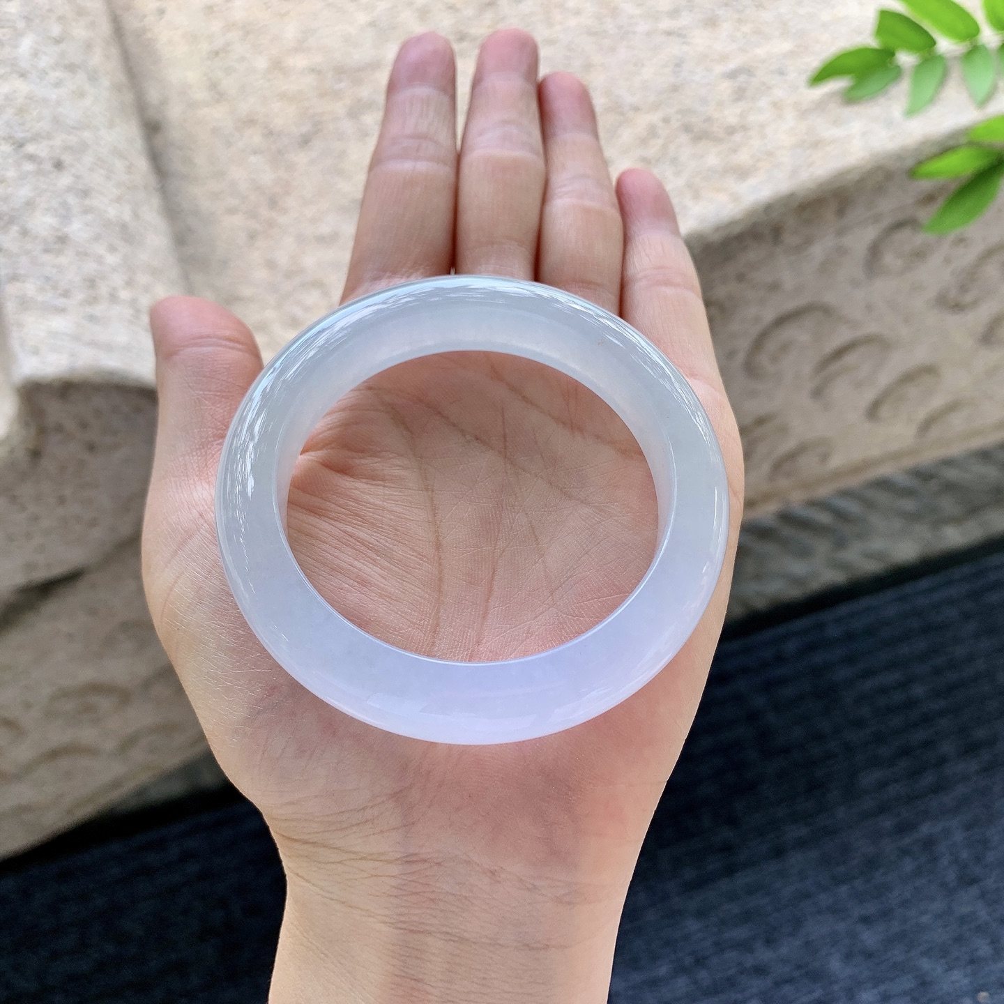 正圈52 53 圈口53.6/12/9 编码BA090755 冰糯淡粉紫，水润，种老，细腻，打灯有棉