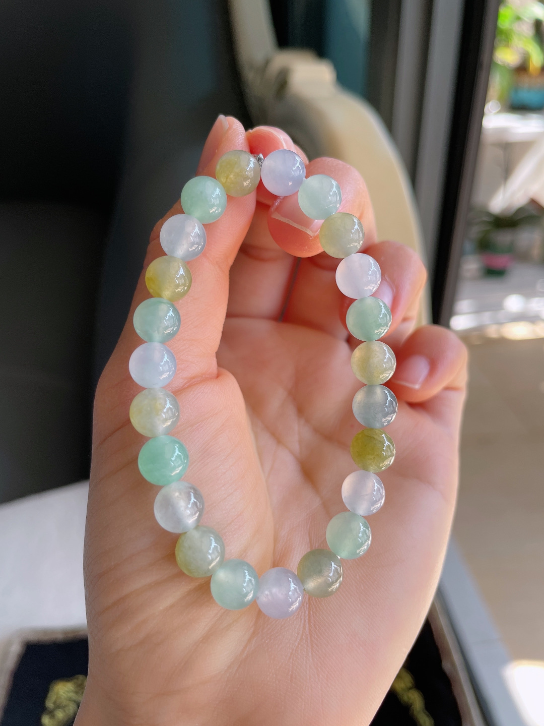 ️，缅甸天然翡翠A货，冰多宝手链，尺寸：8mm。【编3885】