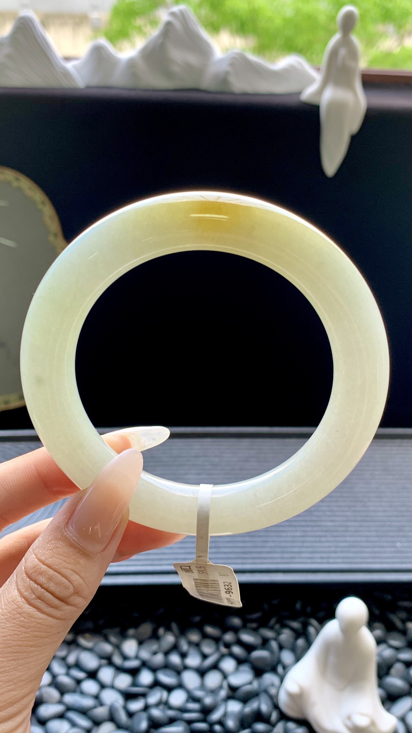 黄翡圆条手镯成品 HYY-9632 尺寸：60-12-12