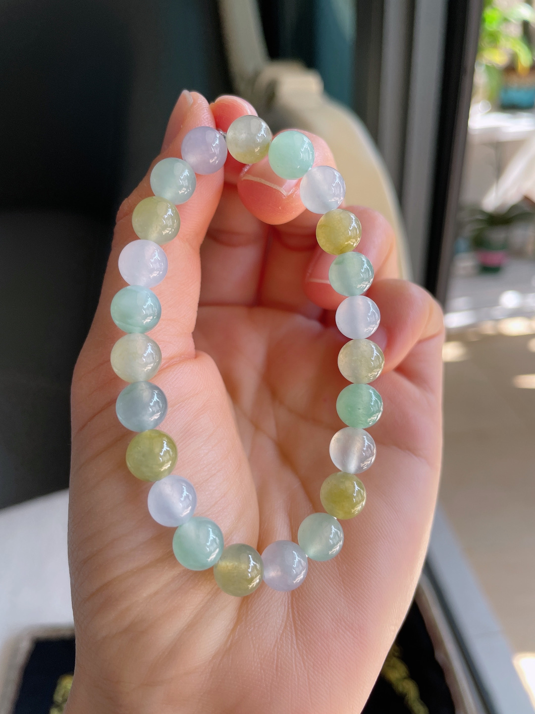 ️，缅甸天然翡翠A货，冰多宝手链，尺寸：8mm。【编3885】