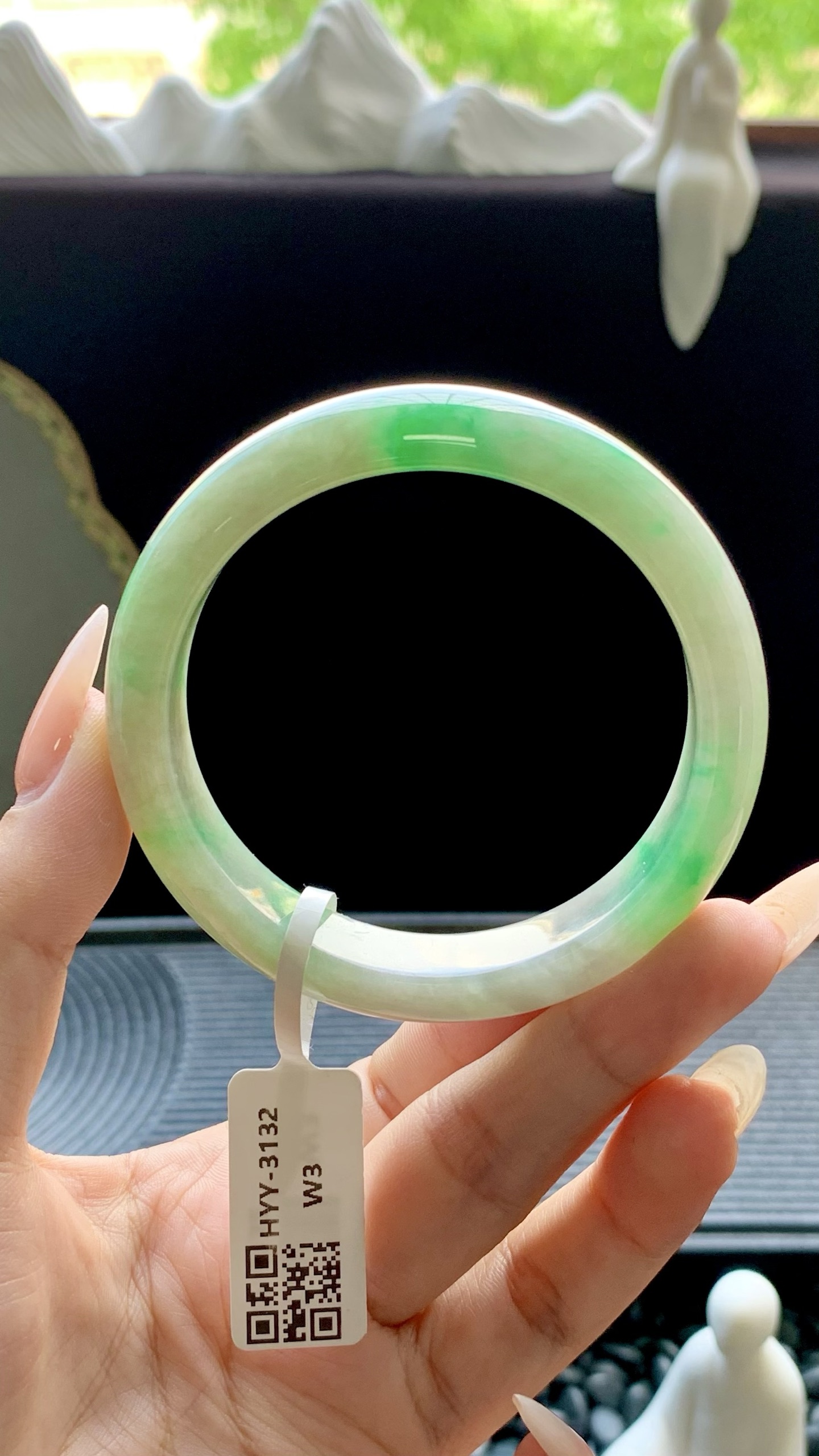 飘绿正圈手镯成品 HYY-3132 尺寸：55-13-8