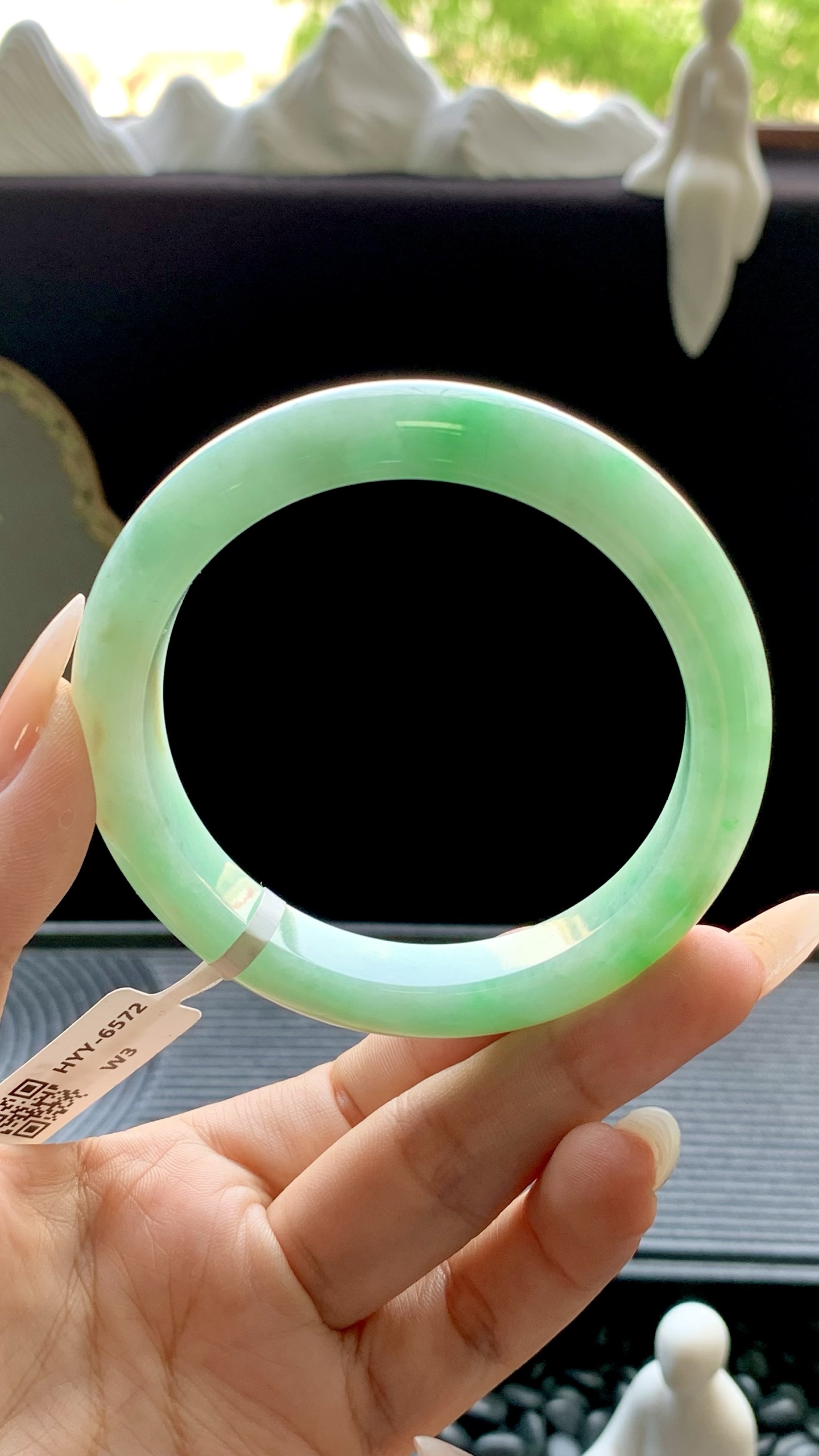 飘绿正圈手镯成品 HYY-6572 尺寸：57-11-9