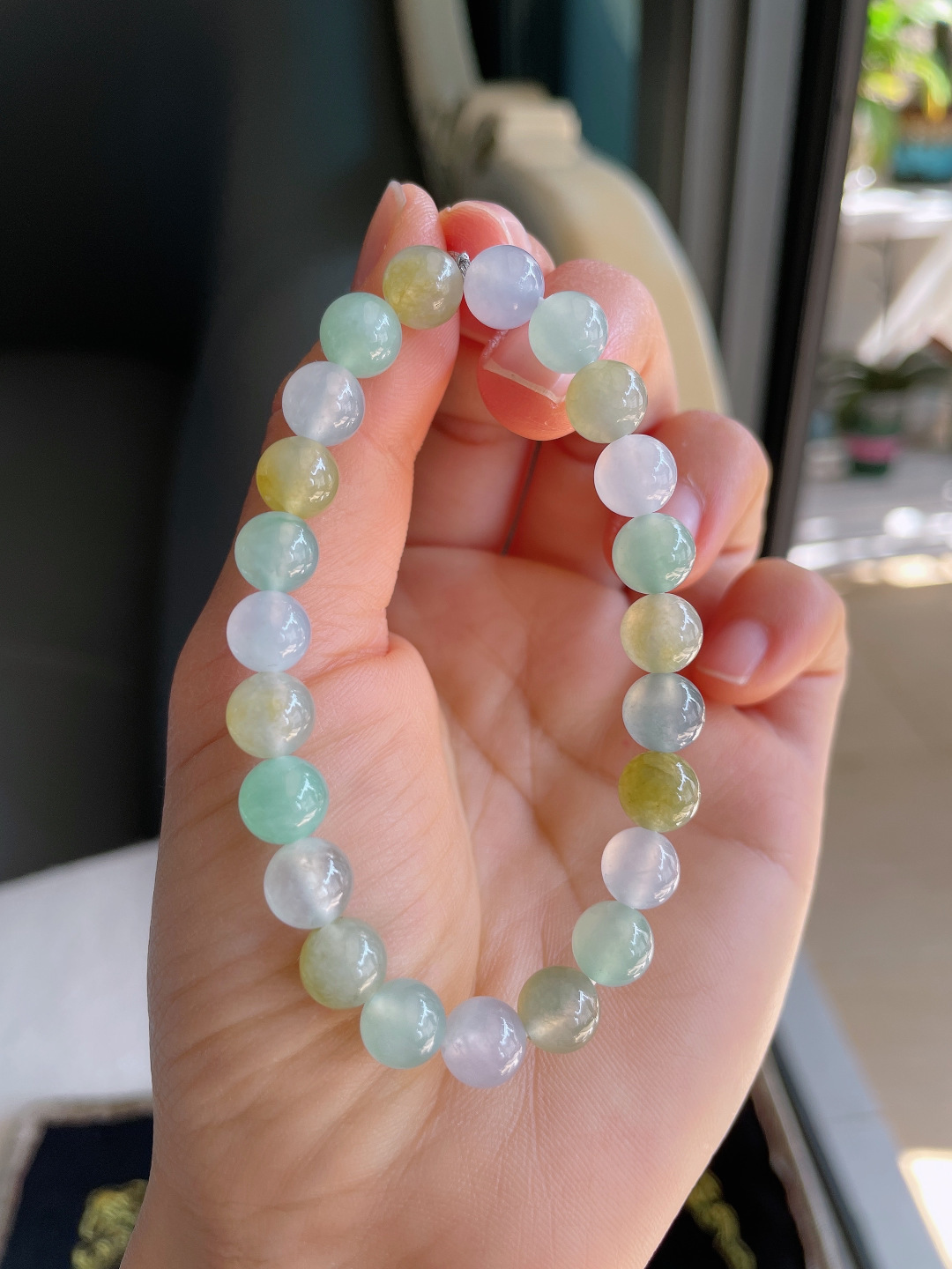 ️，缅甸天然翡翠A货，冰多宝手链，尺寸：8mm。【编3885】