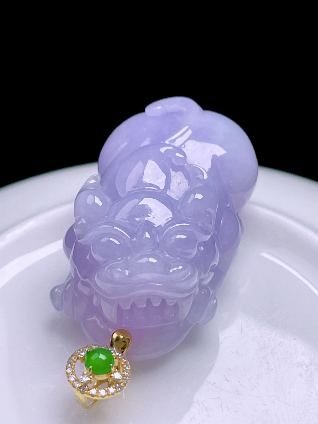 ️ 冰粉紫貔貅 缅甸，招财进宝，18k金镶嵌 整体：43.5 裸石：35/19.2/13.5