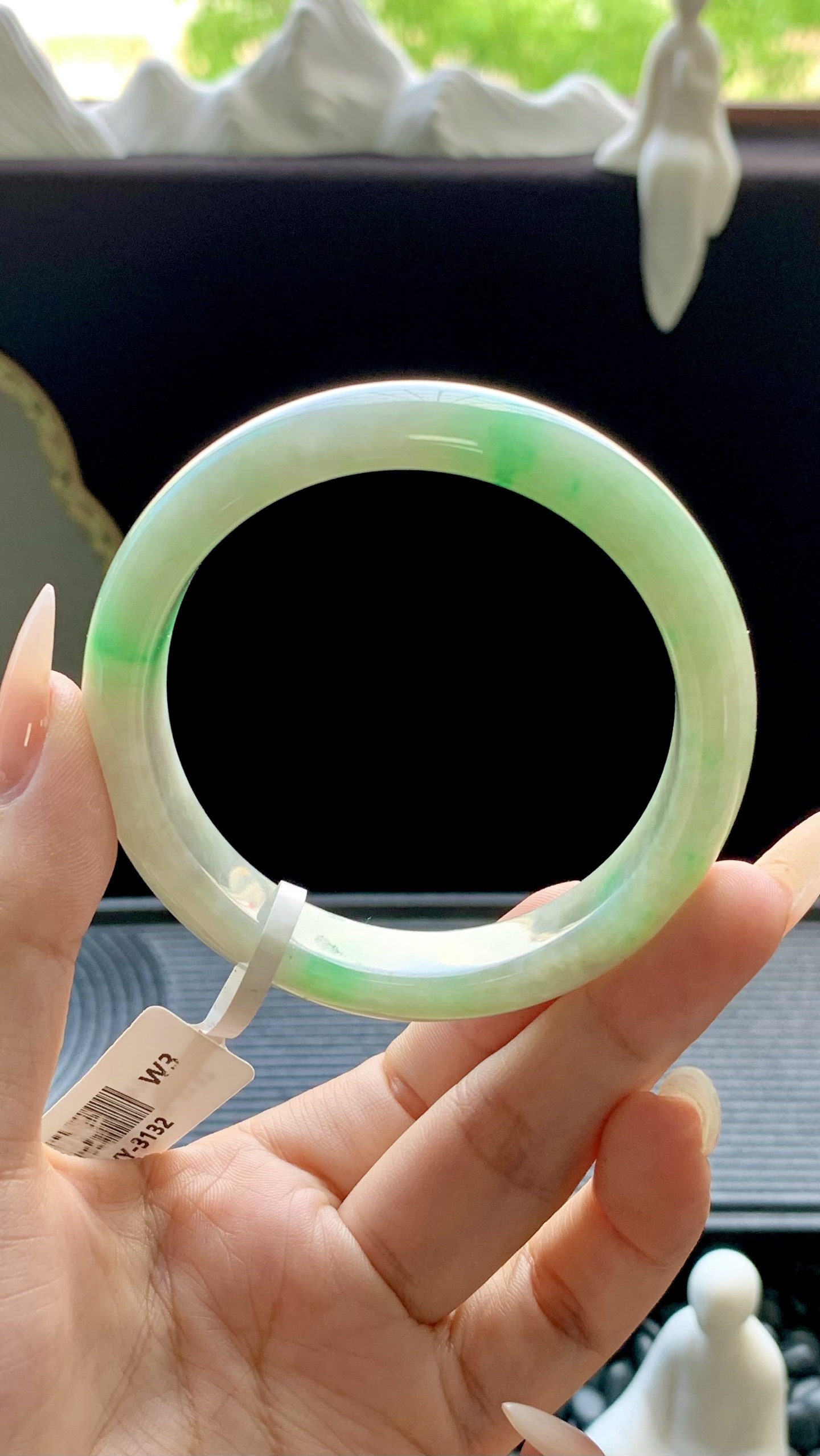 飘绿正圈手镯成品 HYY-3132 尺寸：55-13-8