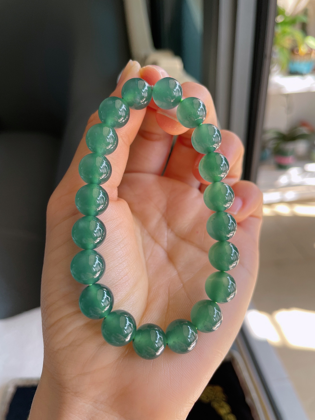 ️，天然翡翠A货，冰蓝水手串，尺寸：9.8mm。【编3256】
