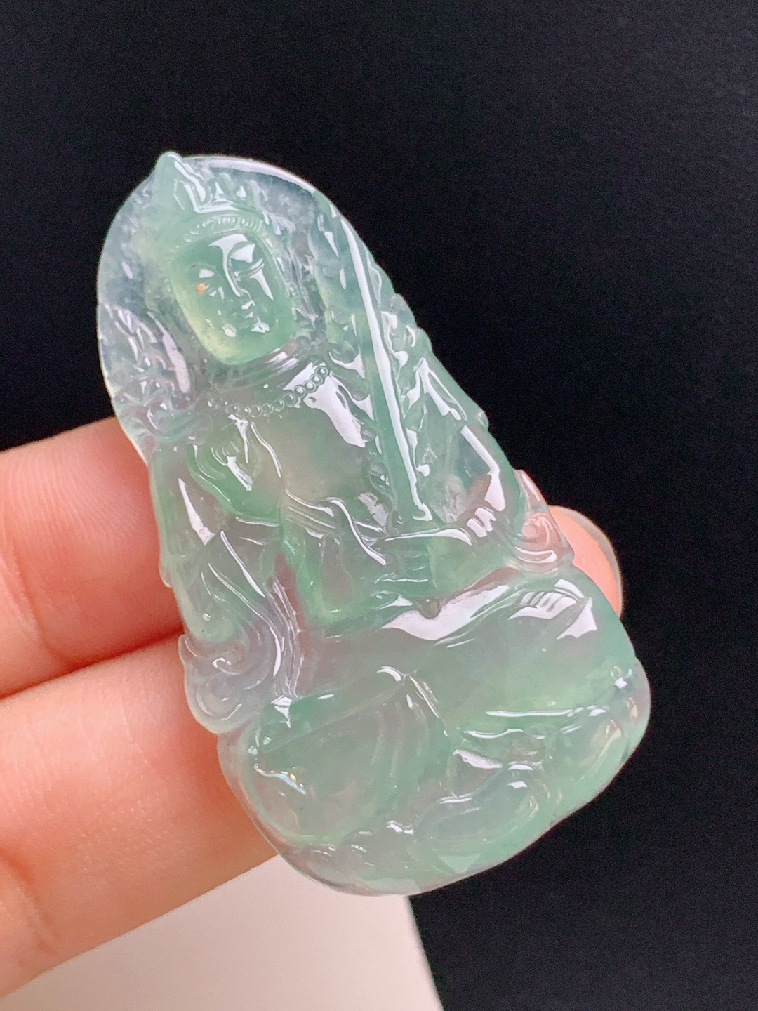️ 冰种晴水虚空藏观音，水润通透，法相端庄，守护平安 裸石49.1-25.5-4.3