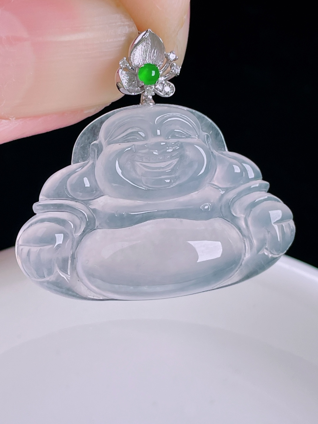 ️佛公，18k镶嵌，老种起光，细底通透，尺寸：28.8裸石22/31.6/6mm0920