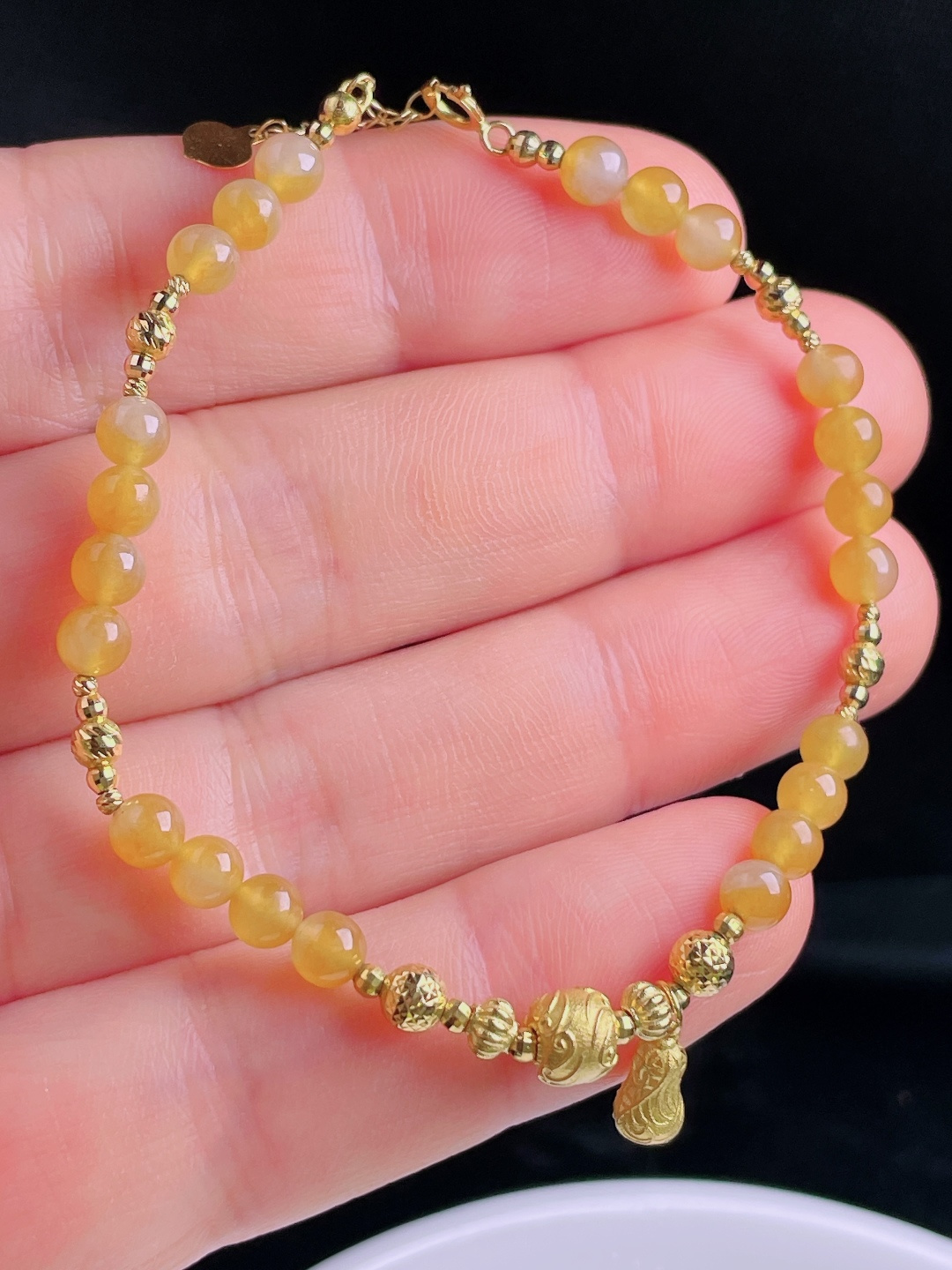 ️冰黄手链，老种起光，细底通透，尺寸：4.2mm0920