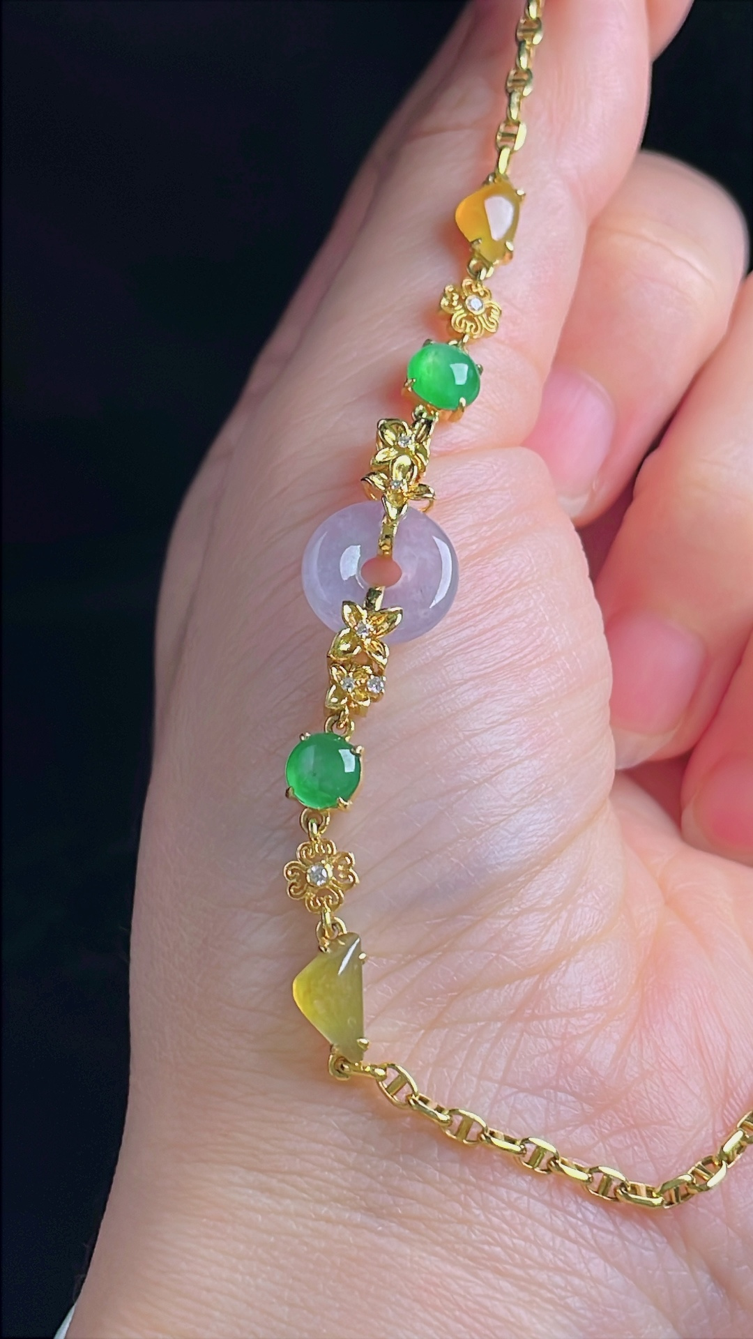 ️冰紫手链，18k镶嵌，老种起光，细底通透，尺寸：11.7/3mm0920