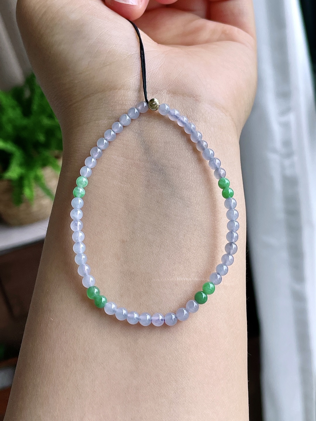 【珠子】冰双彩手串圆珠珠子手串 【说明】缅甸 性比高 【尺寸】3.6mm 【重量】4.3克