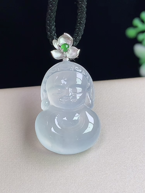 【超低价放漏】18k金镶冰种宝宝佛，无裂，尺寸20.7-14.3-6.0mm，j20lwh6