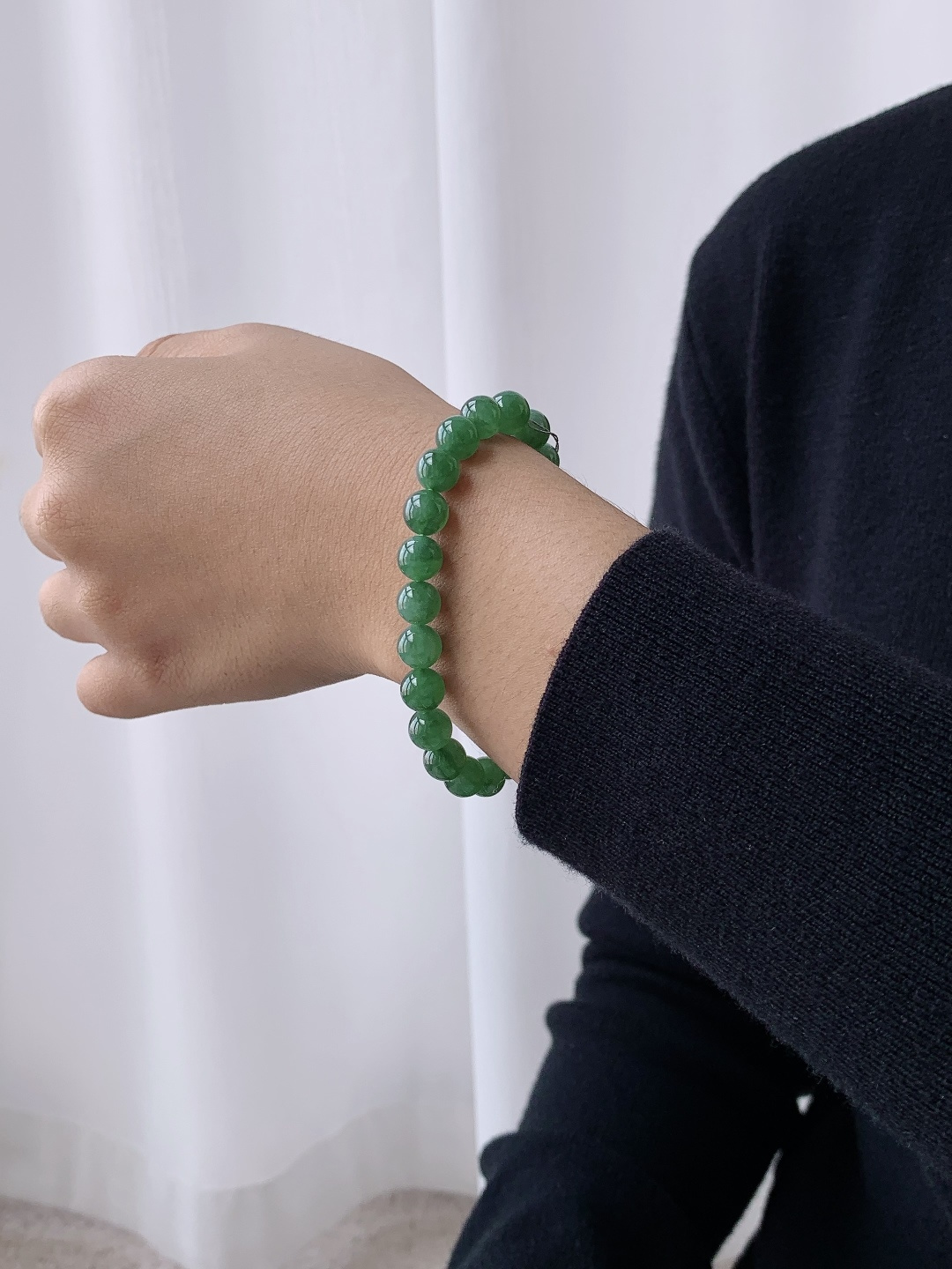【珠子】️冰晴绿手串圆珠子手串 【说明】缅甸 性比高 【尺寸】7.7mm 【重量】20克